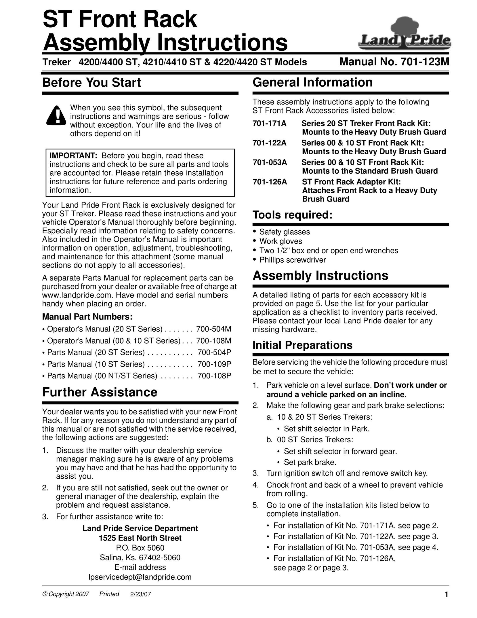Land Pride 701-122a Child Tracker User Manual