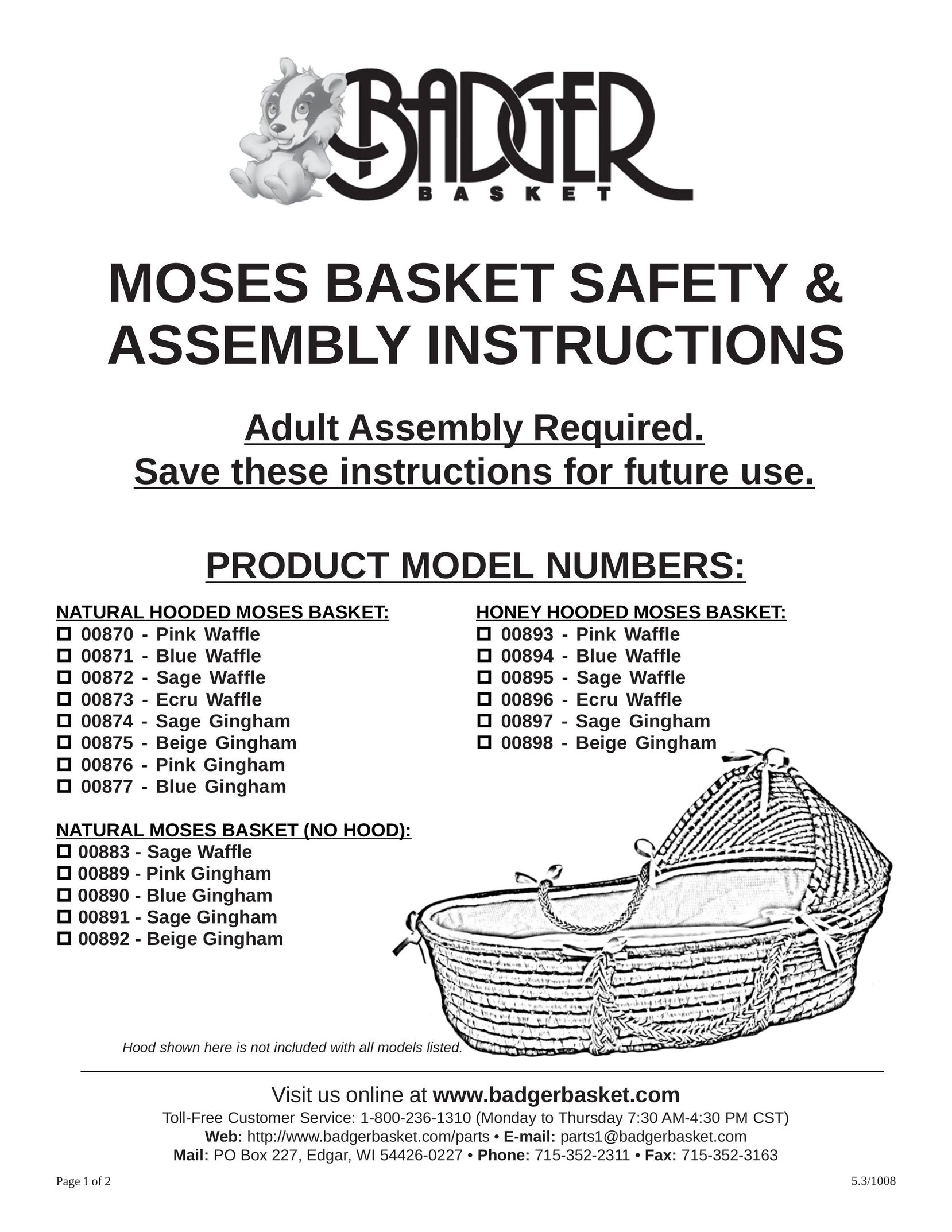 Badger Basket 00870 Crib User Manual