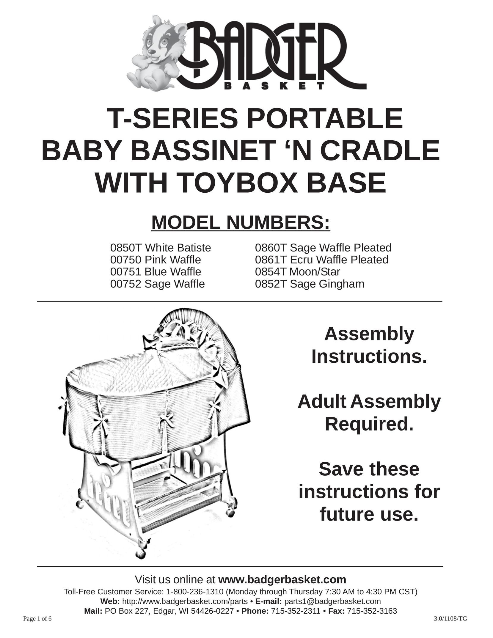 Badger Basket 0854T Crib User Manual