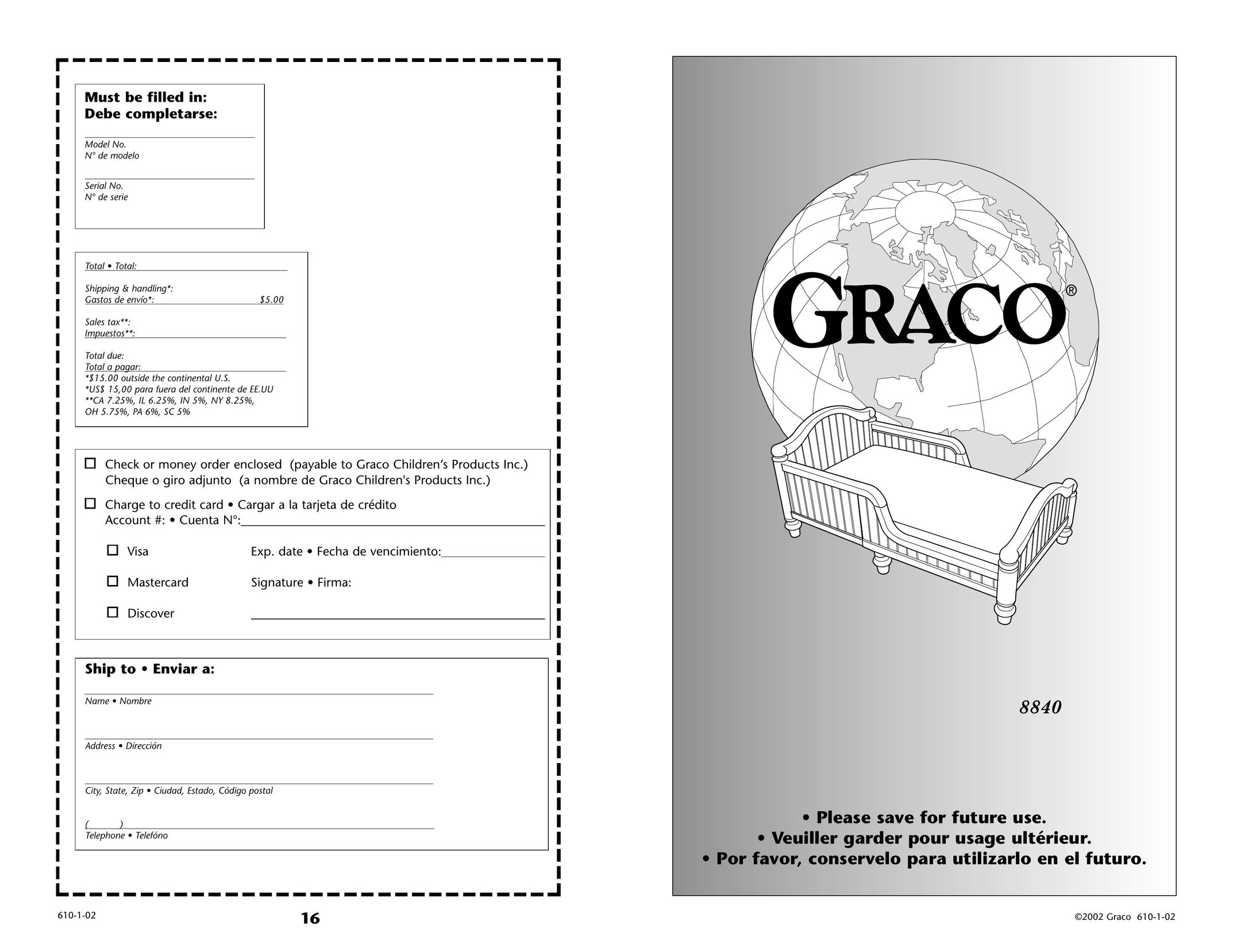 Graco 8840 Crib User Manual