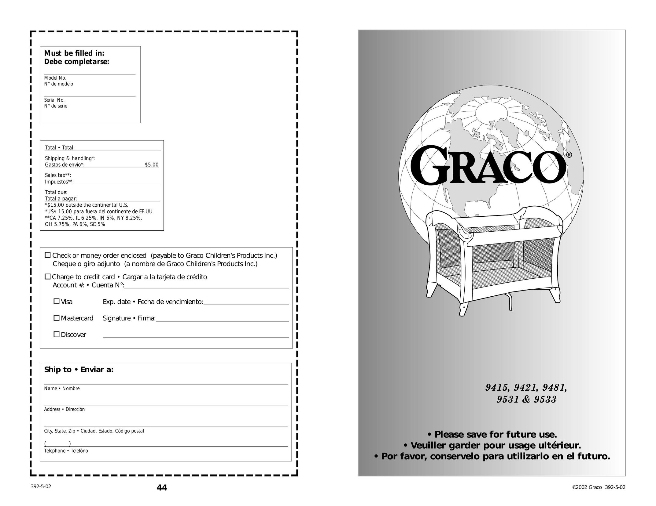 Graco 9415 Crib User Manual