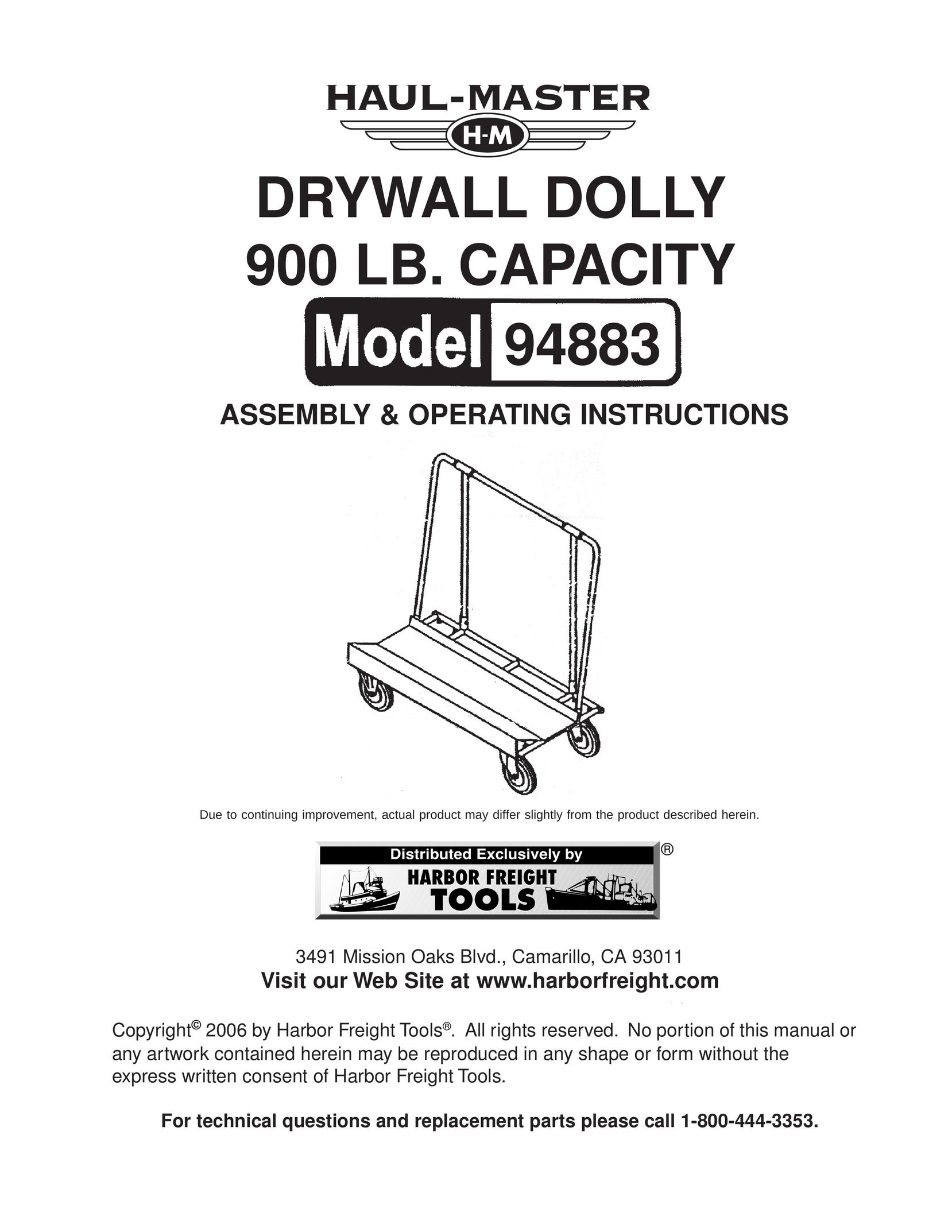 Harbor Freight Tools 94883 Doll User Manual