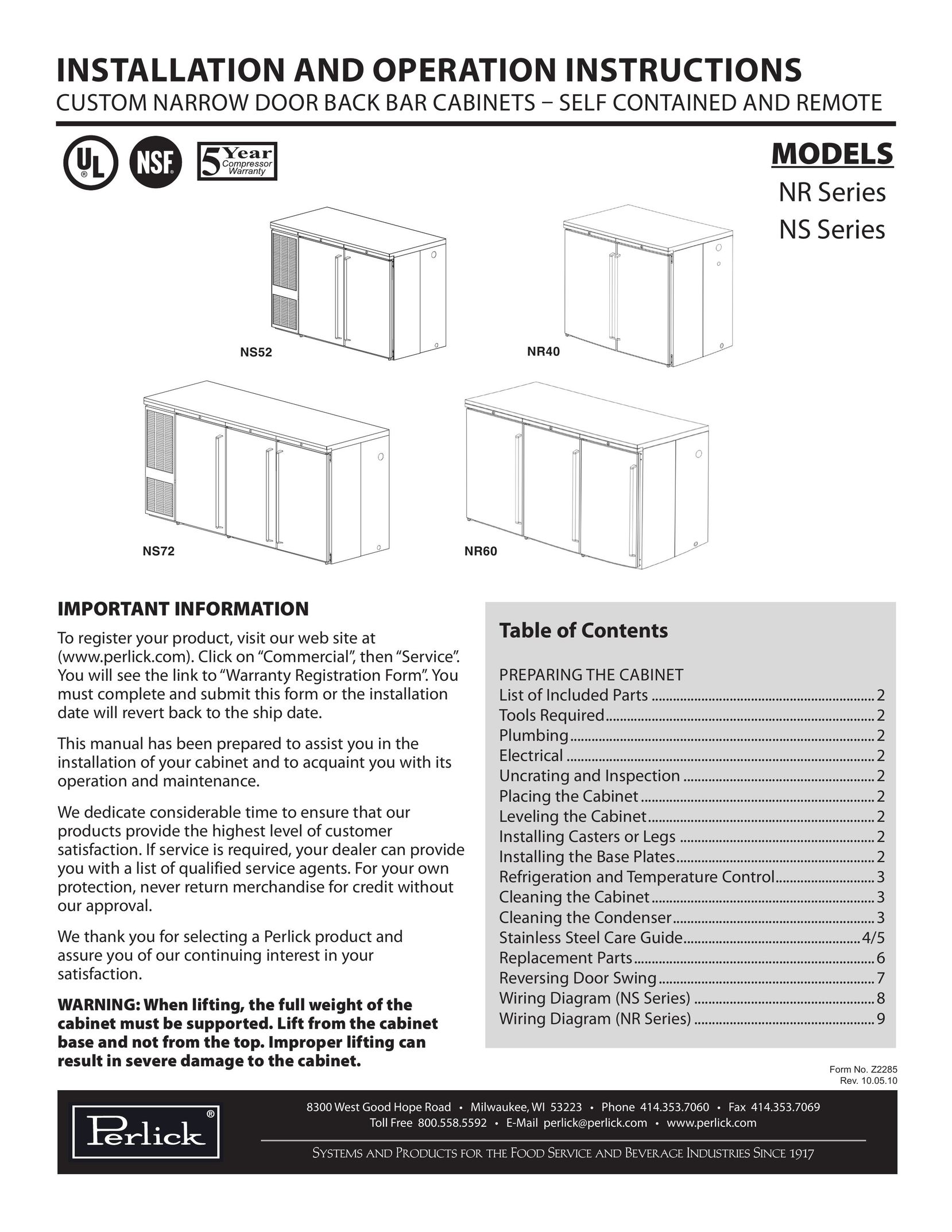 Perlick NS Series Doll User Manual