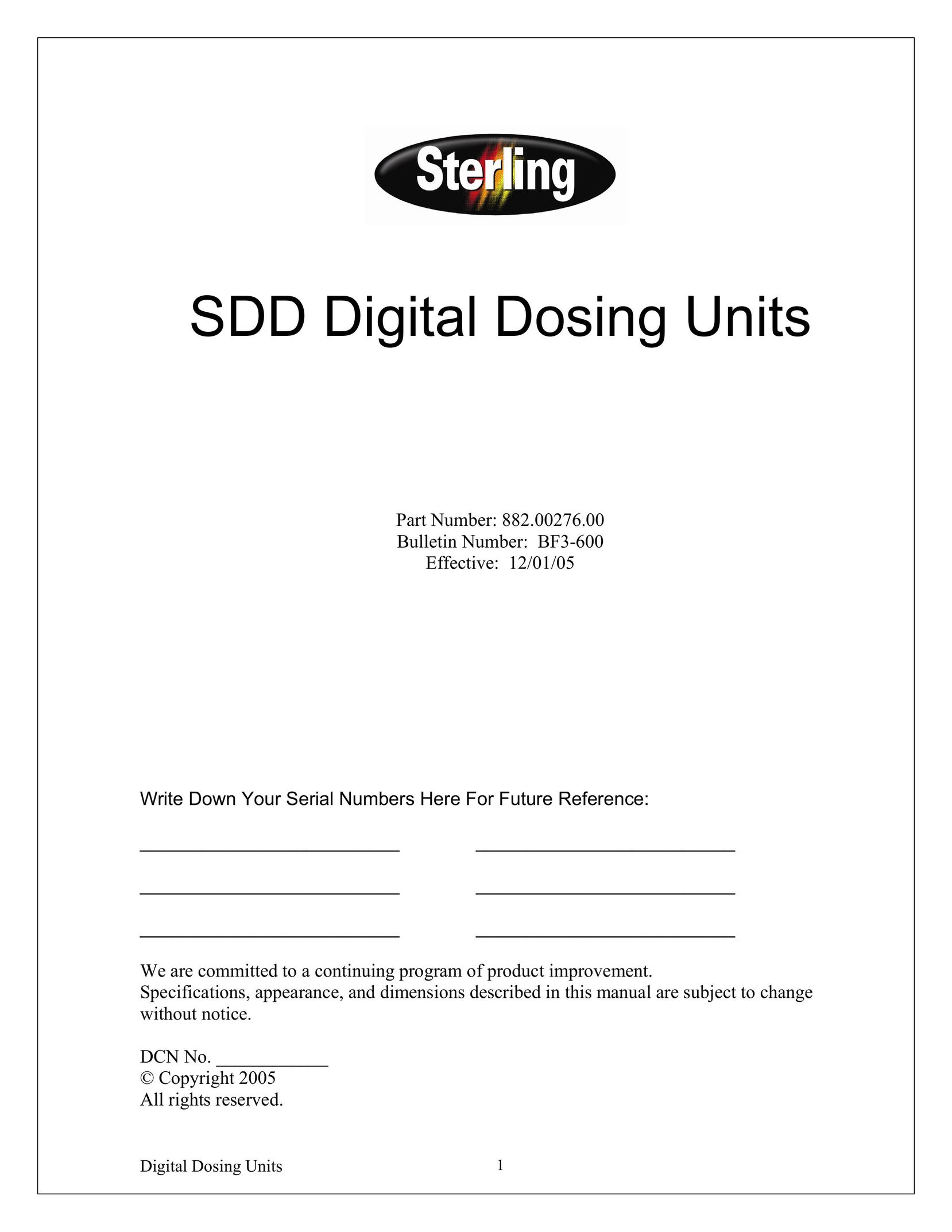Sterling BF3-600 Doll User Manual
