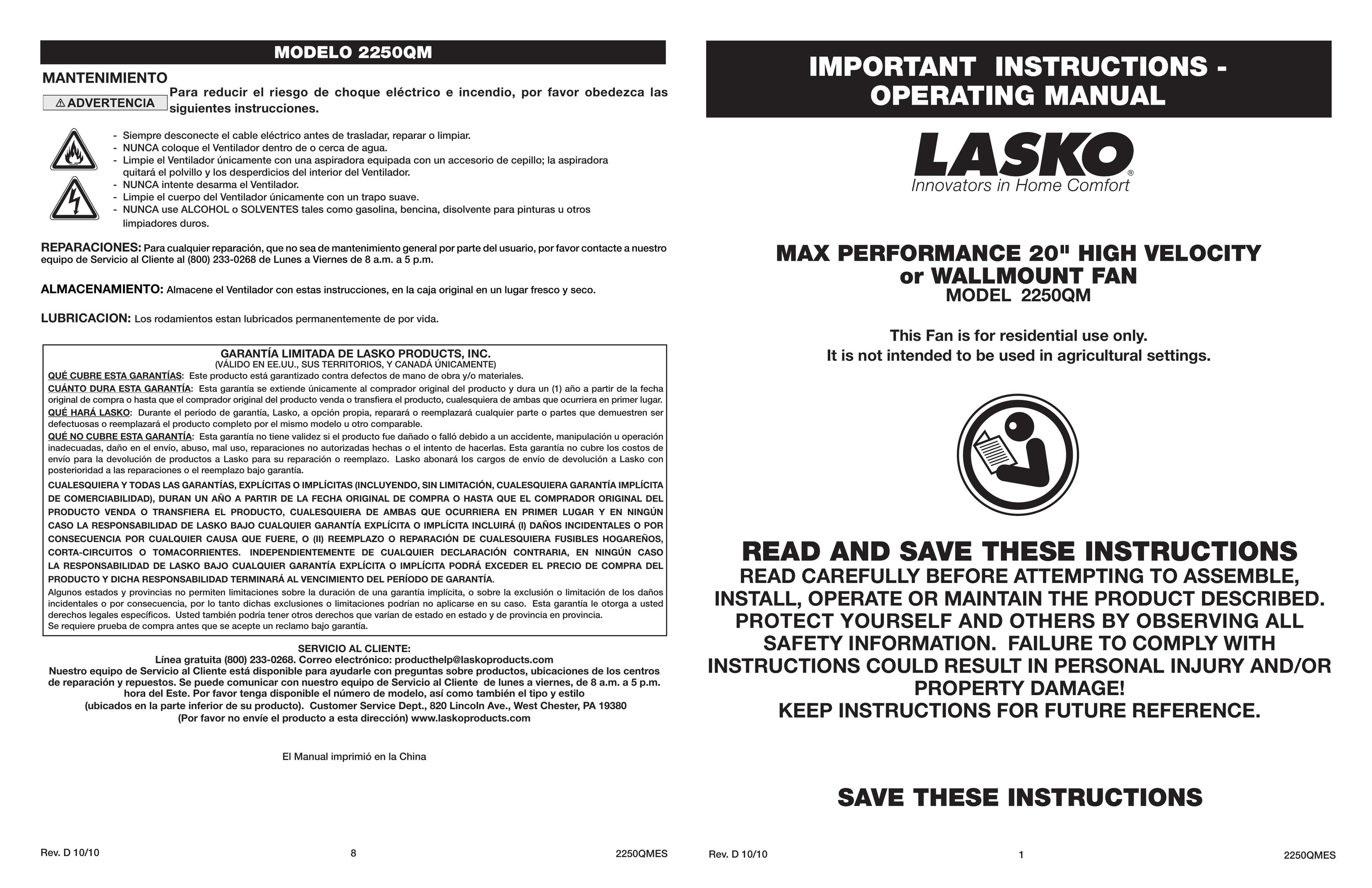 Lasko 2250QM Dollhouse User Manual