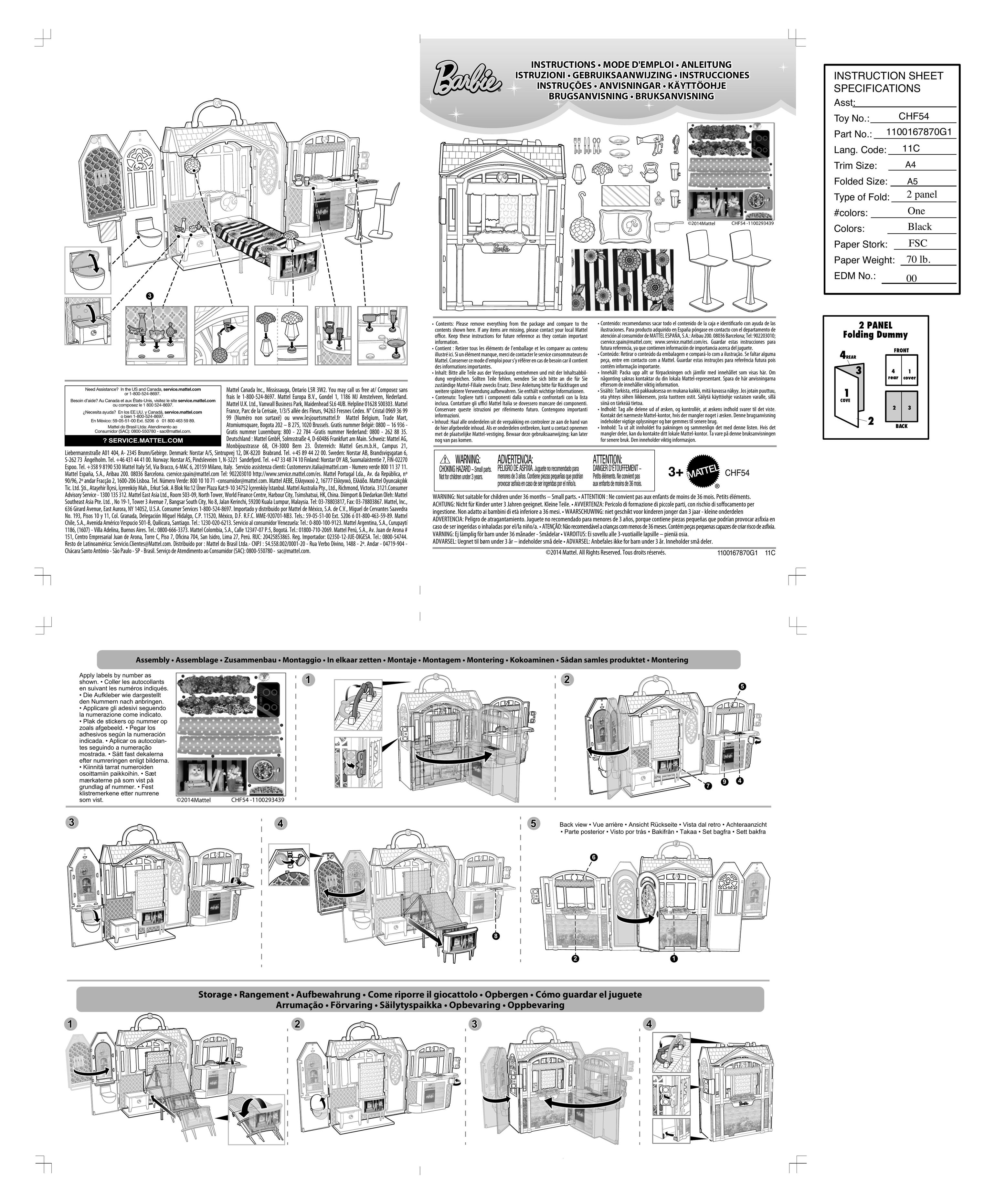 Mattel CHF54 Dollhouse User Manual