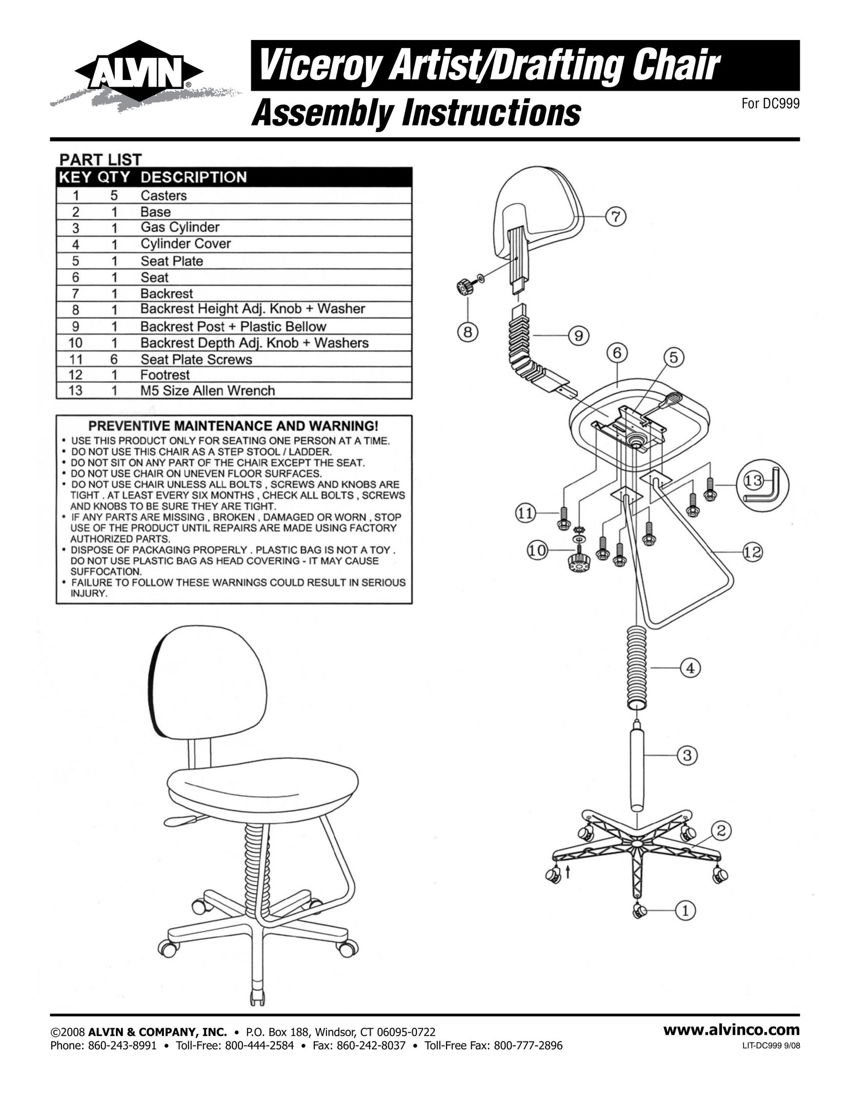 Alvin DC999 High Chair User Manual
