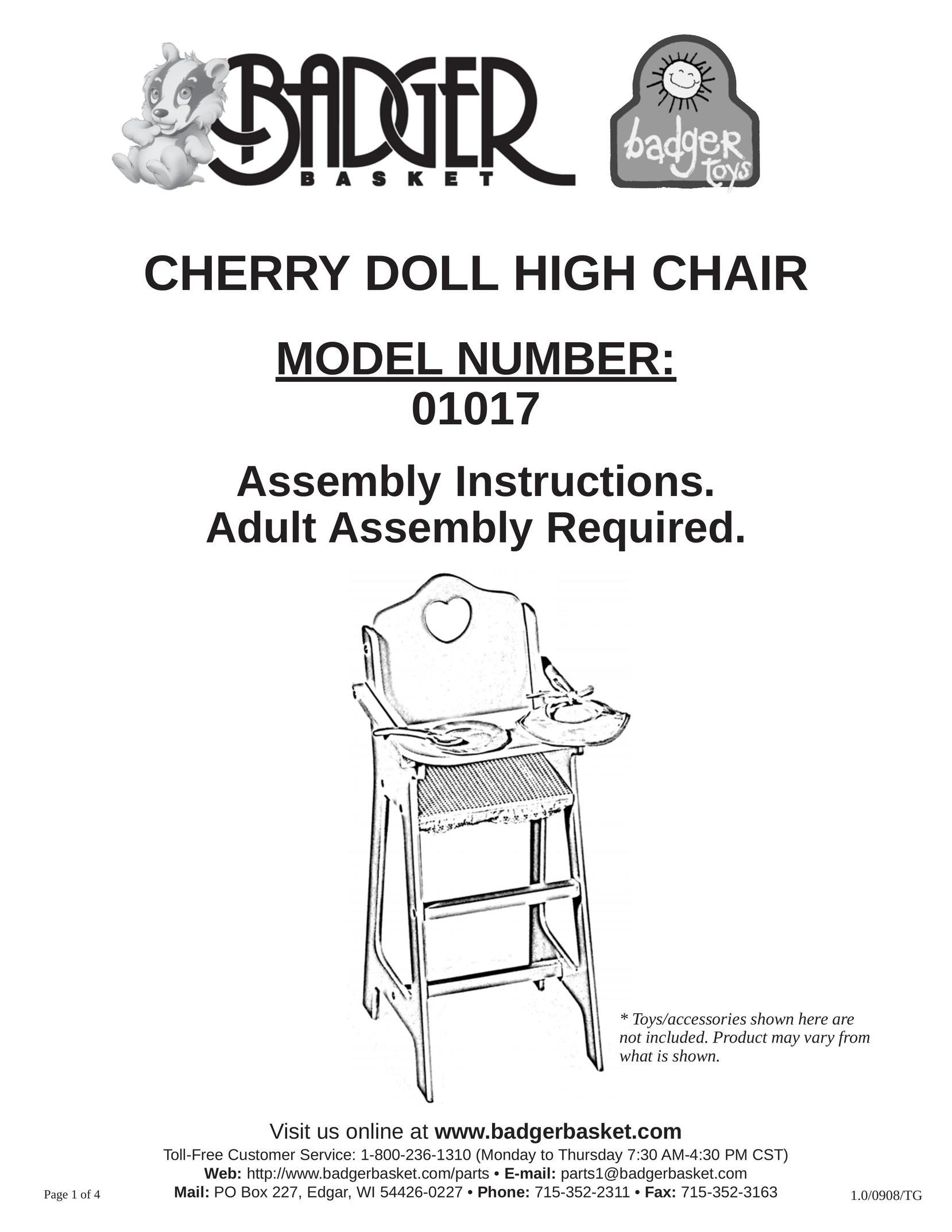 Badger Basket 01017 High Chair User Manual