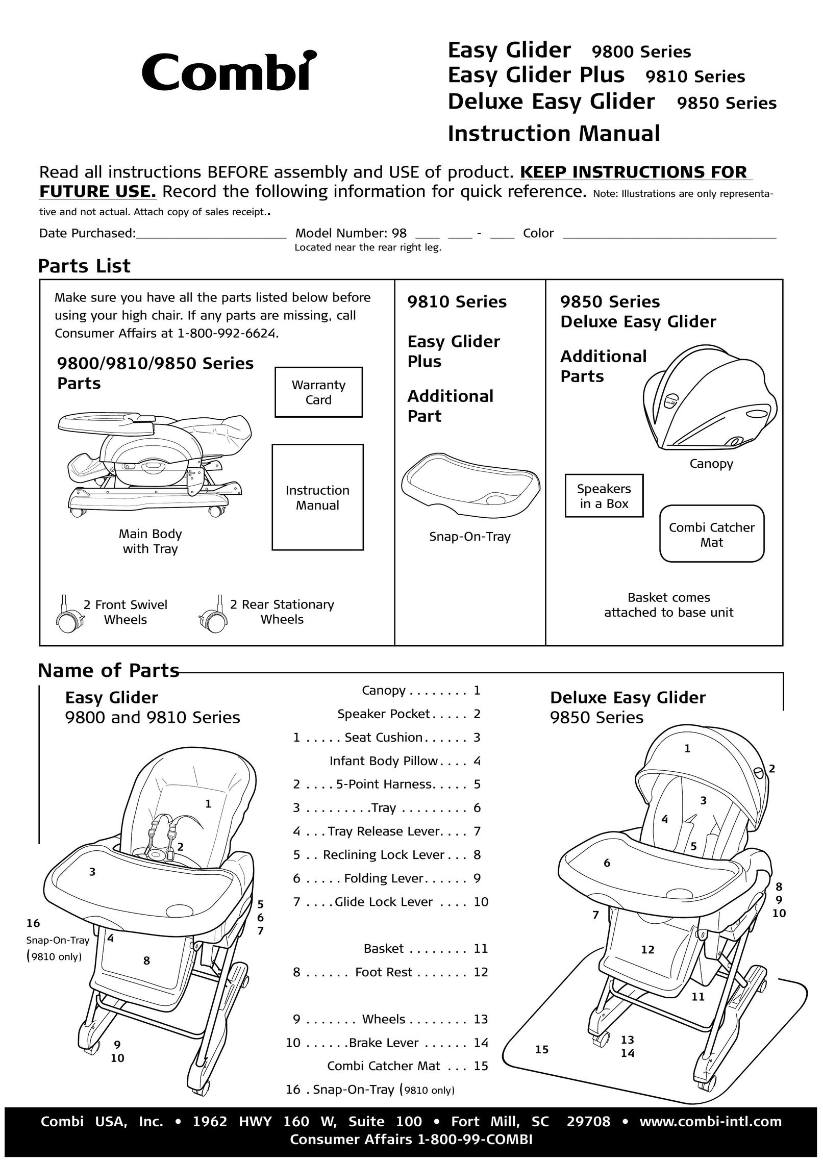 Combi 9800 High Chair User Manual