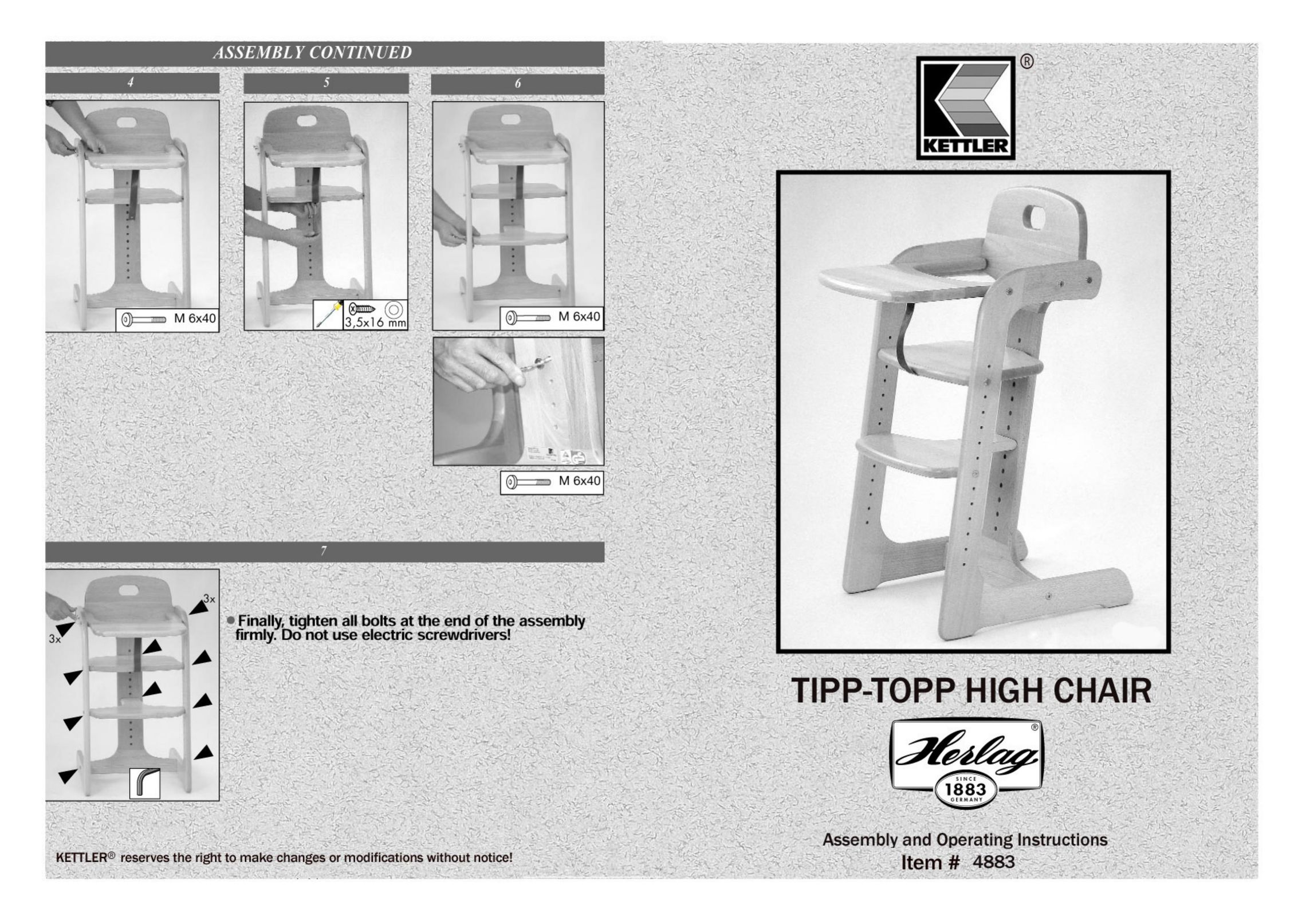 Kettler 4883 High Chair User Manual