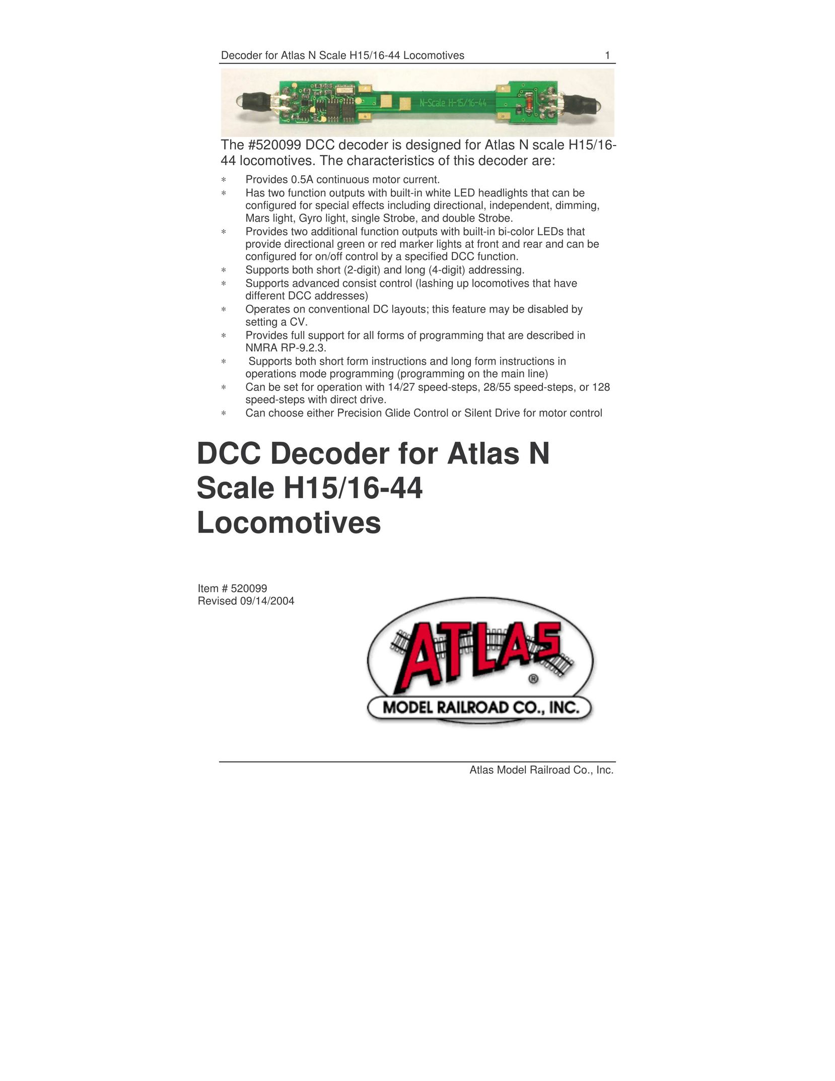 Atlas 520099 Model Vehicle User Manual