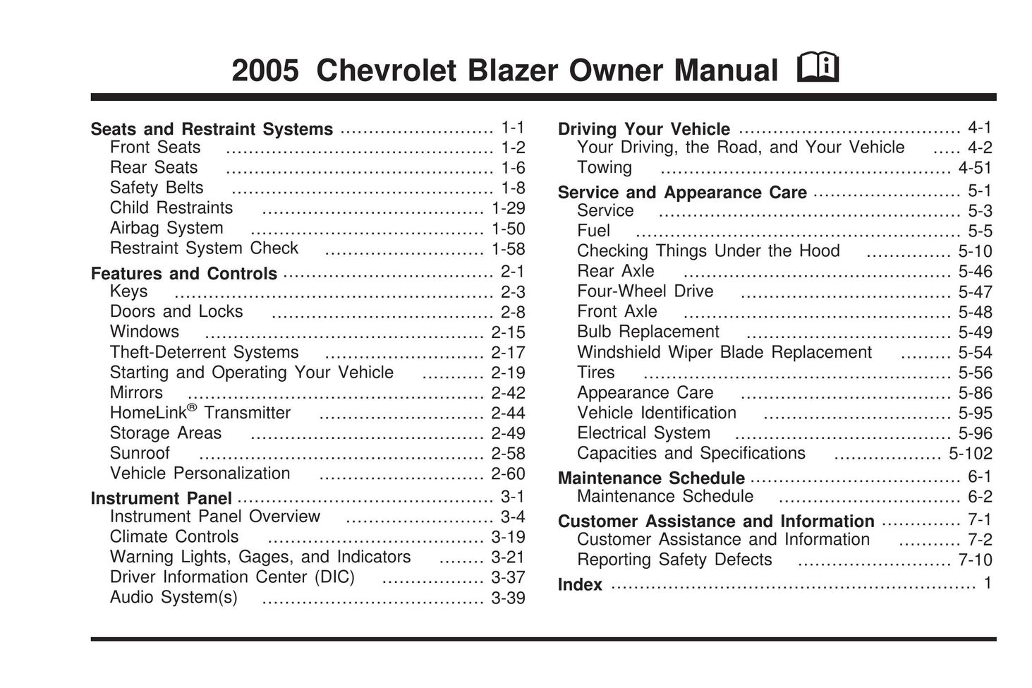 Chevrolet 2005 Model Vehicle User Manual