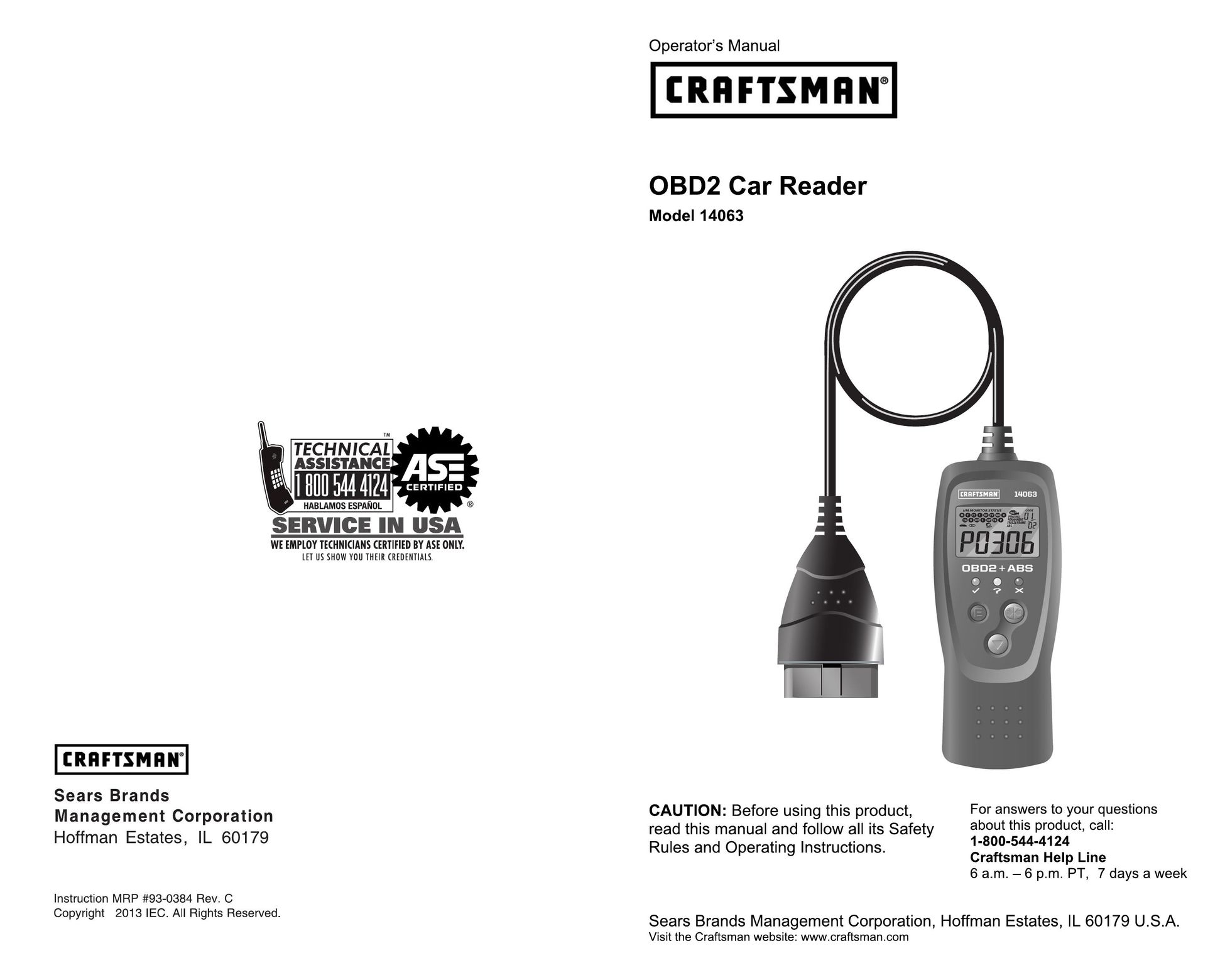 Craftsman 14063 Model Vehicle User Manual