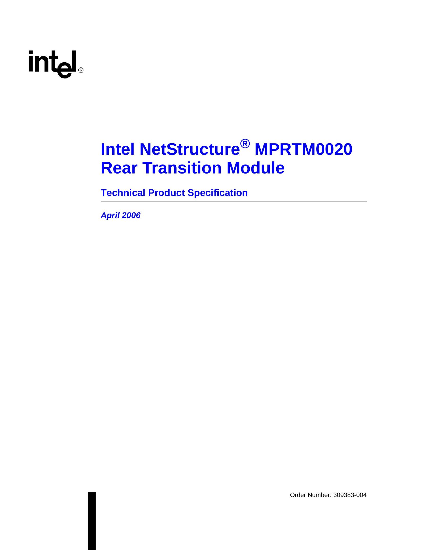 Intel Netstructure MPRTM0020 Rear Transition module Model Vehicle User Manual