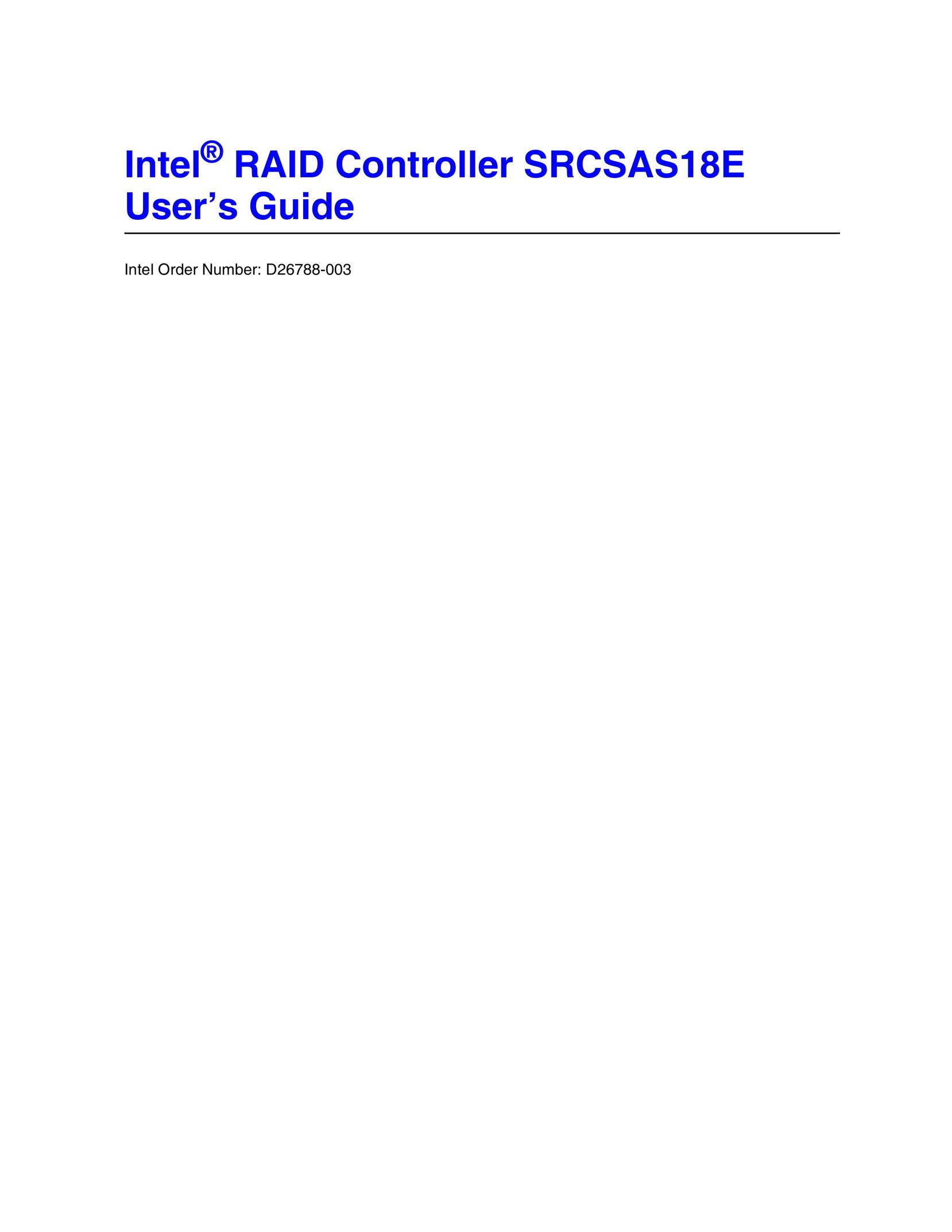Intel SRCSAS18E Model Vehicle User Manual