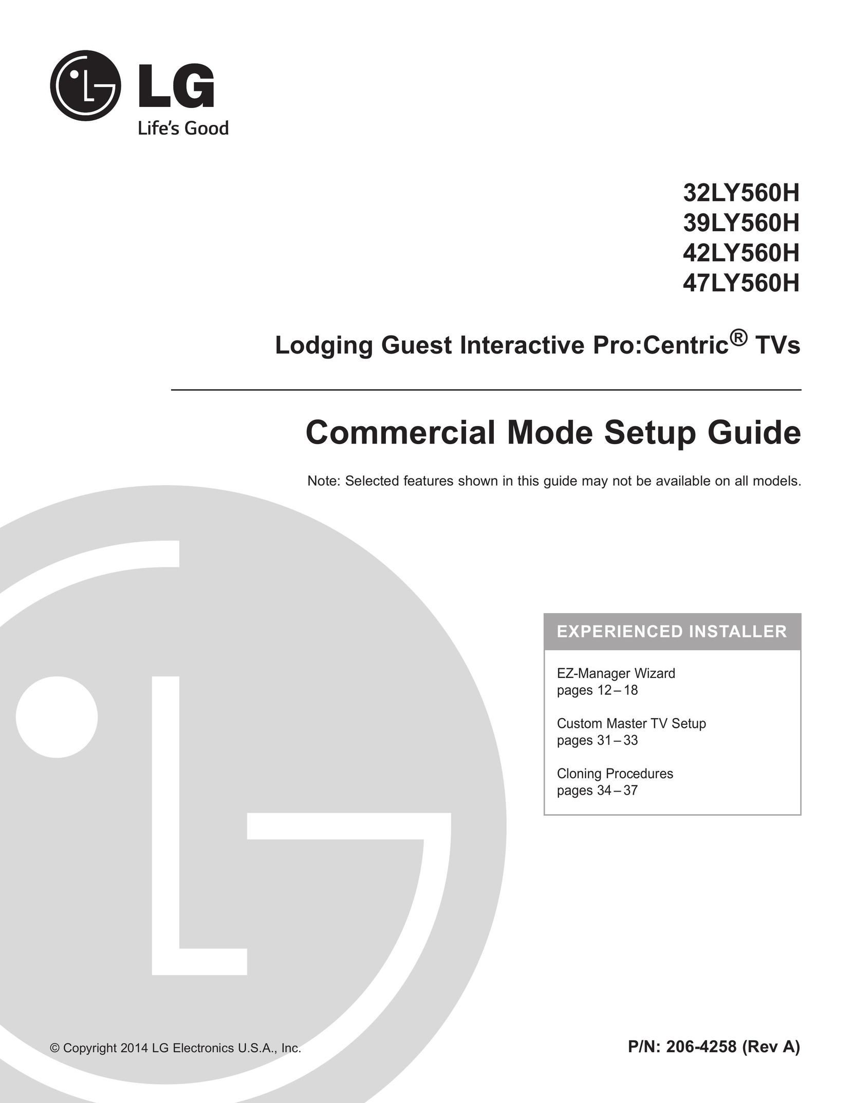 LG Electronics 32LY560H Model Vehicle User Manual
