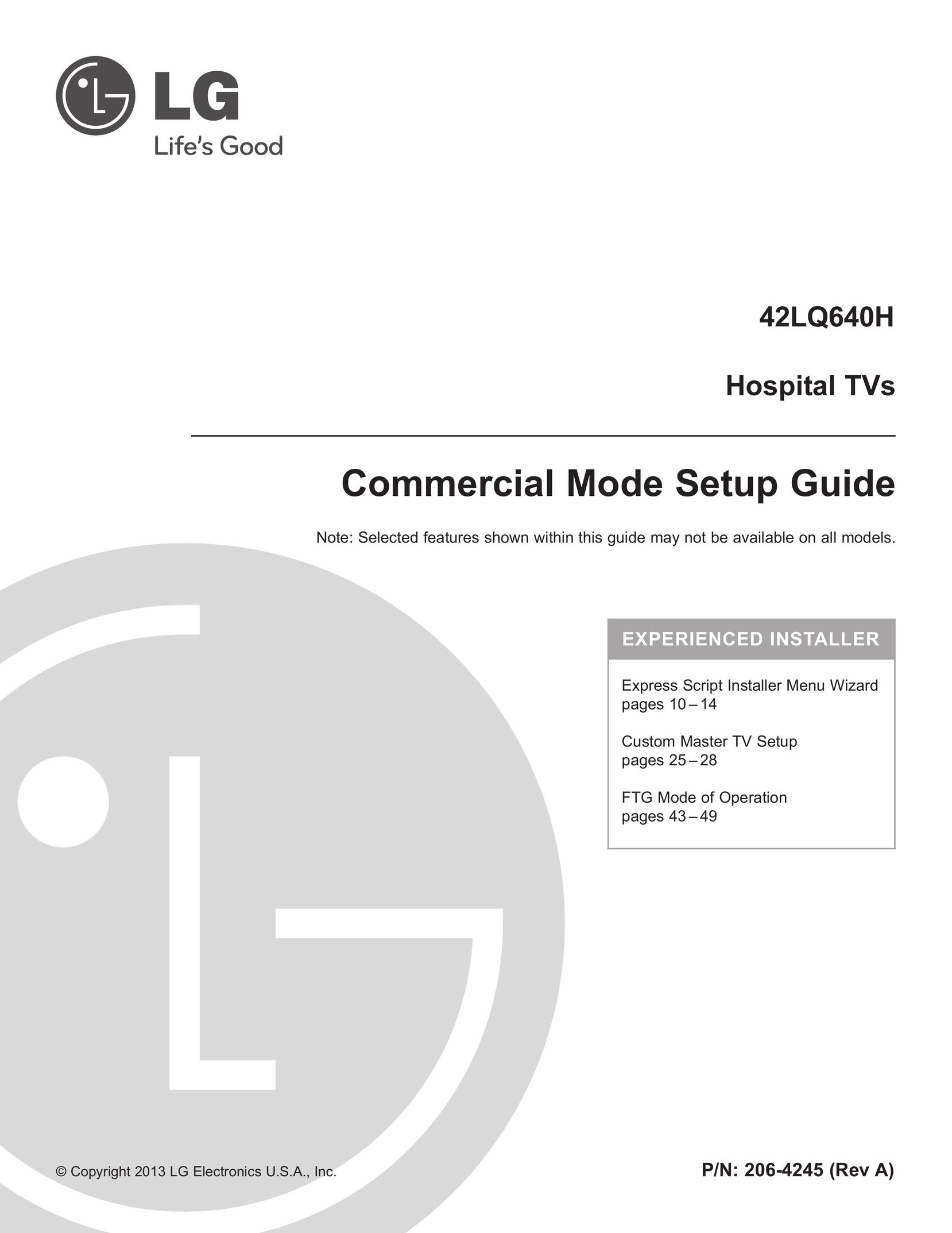 LG Electronics 42LQ640H Model Vehicle User Manual