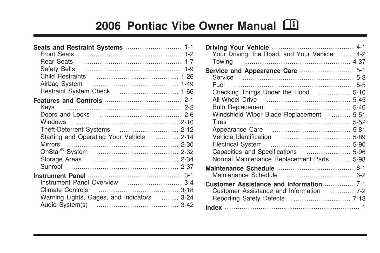 Pontiac 2006 Model Vehicle User Manual