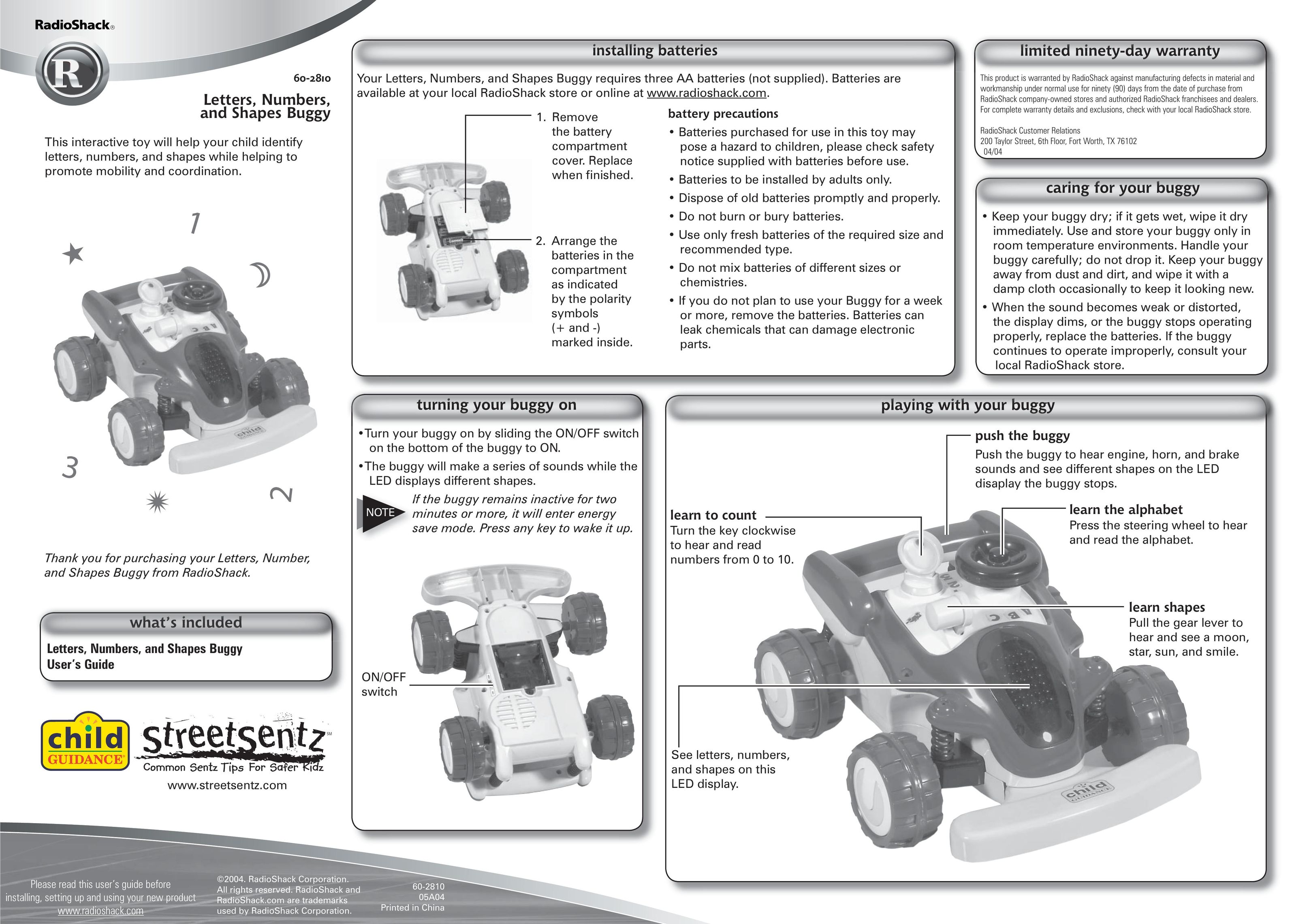 Radio Shack 60-2810 Model Vehicle User Manual