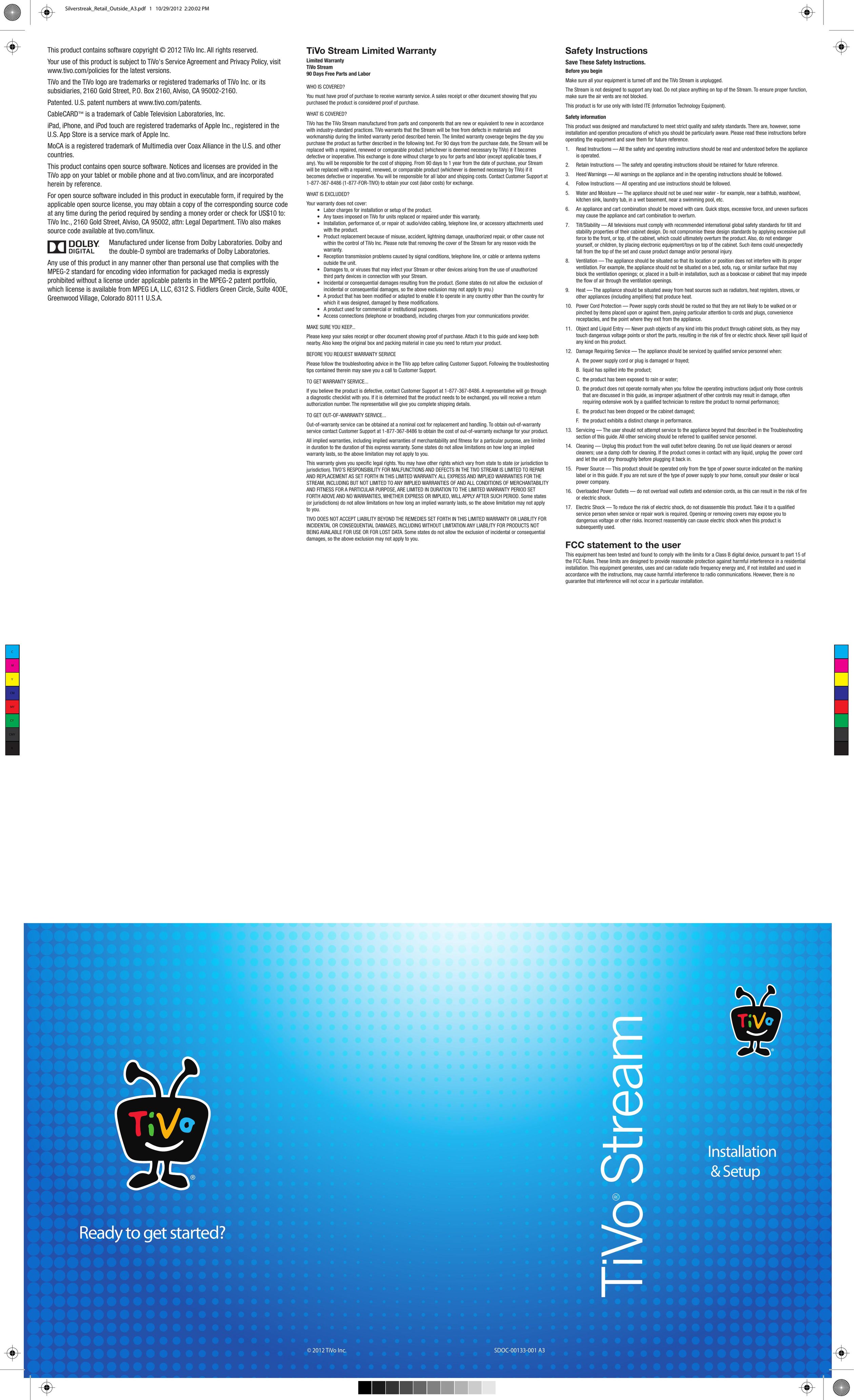 TiVo SDOC-00133-001 A3 Model Vehicle User Manual