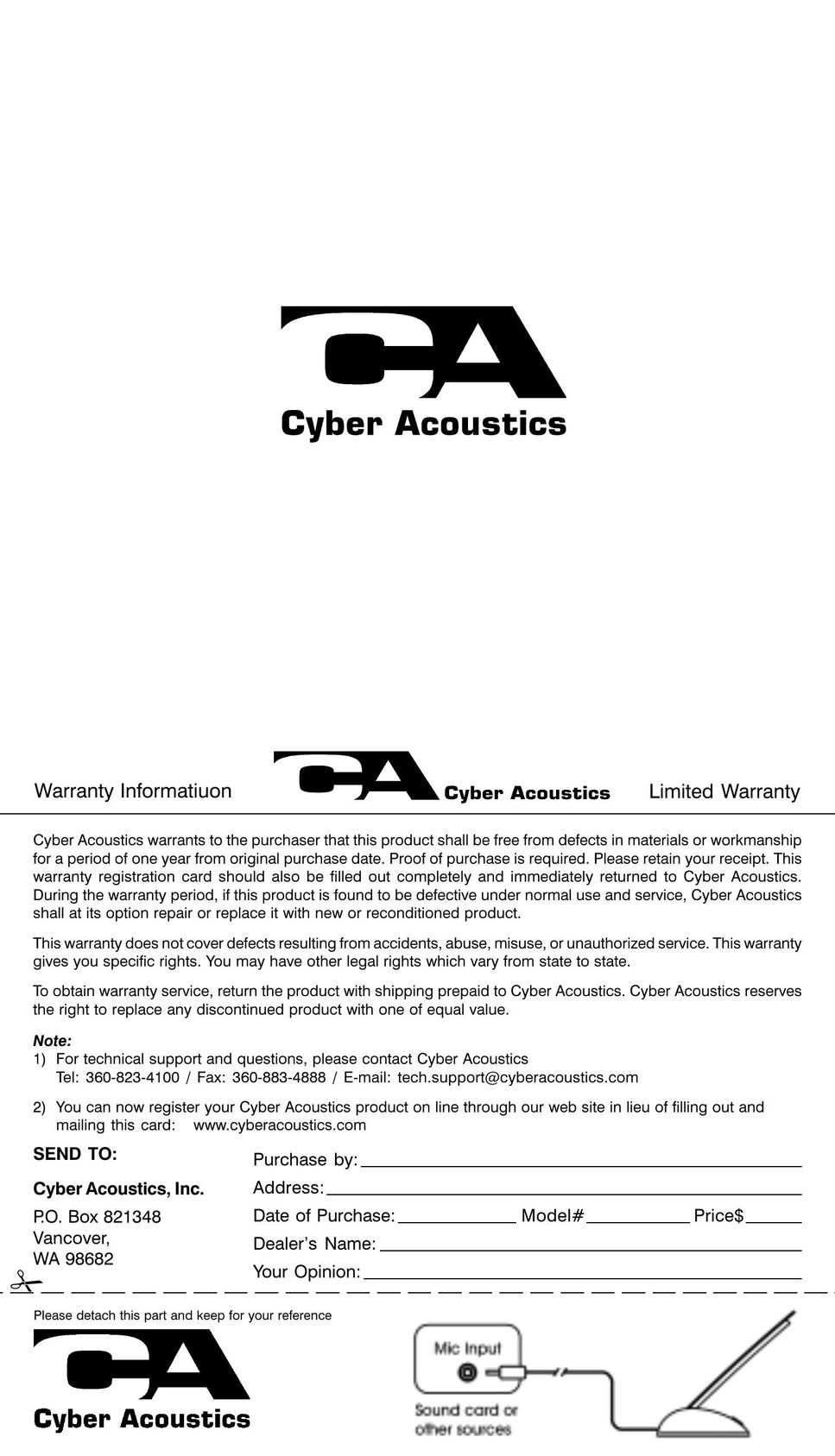 Cyber Acoustics ACM51B Musical Table User Manual