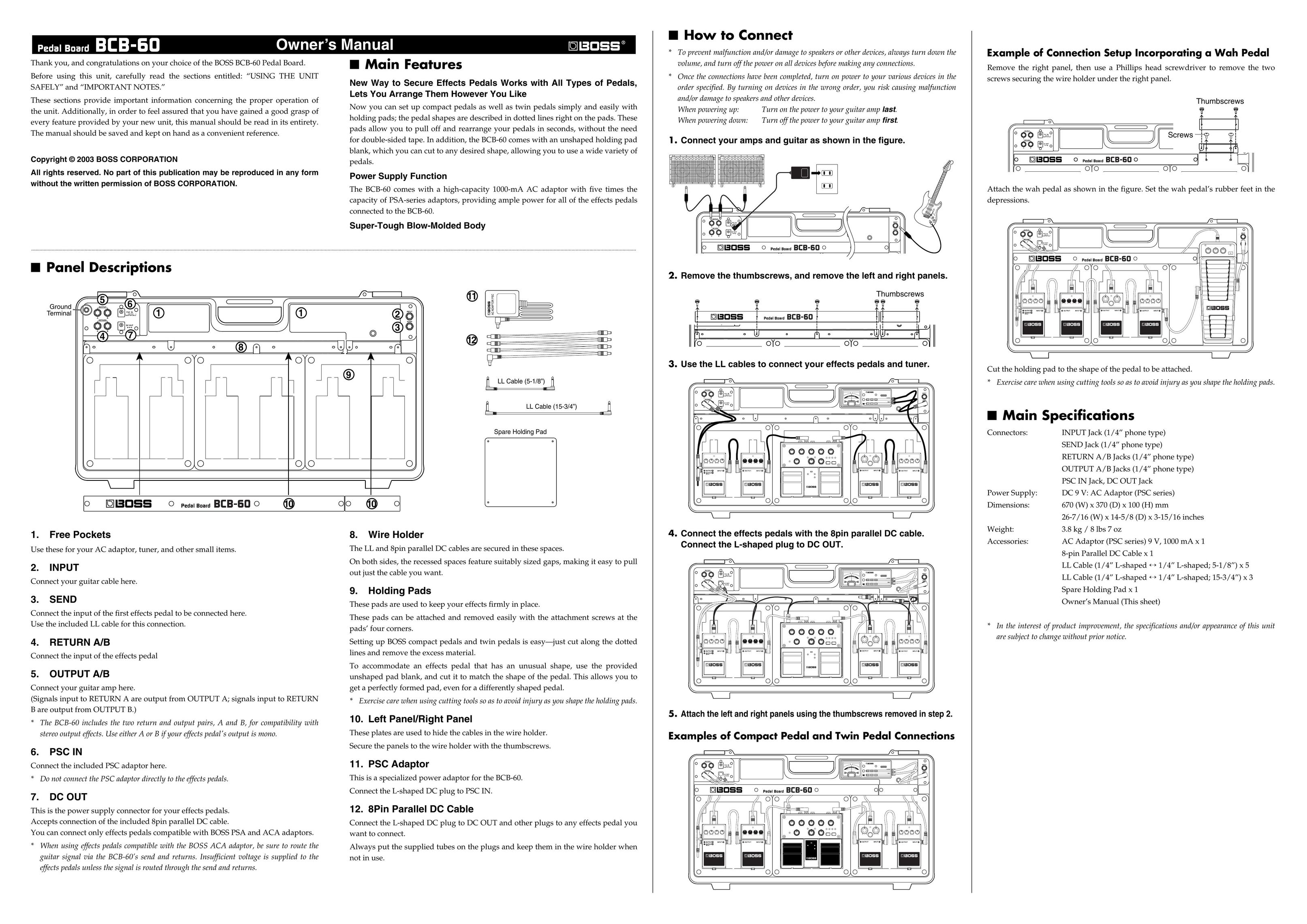 Boss Audio Systems BCB-60 Musical Toy Instrument User Manual