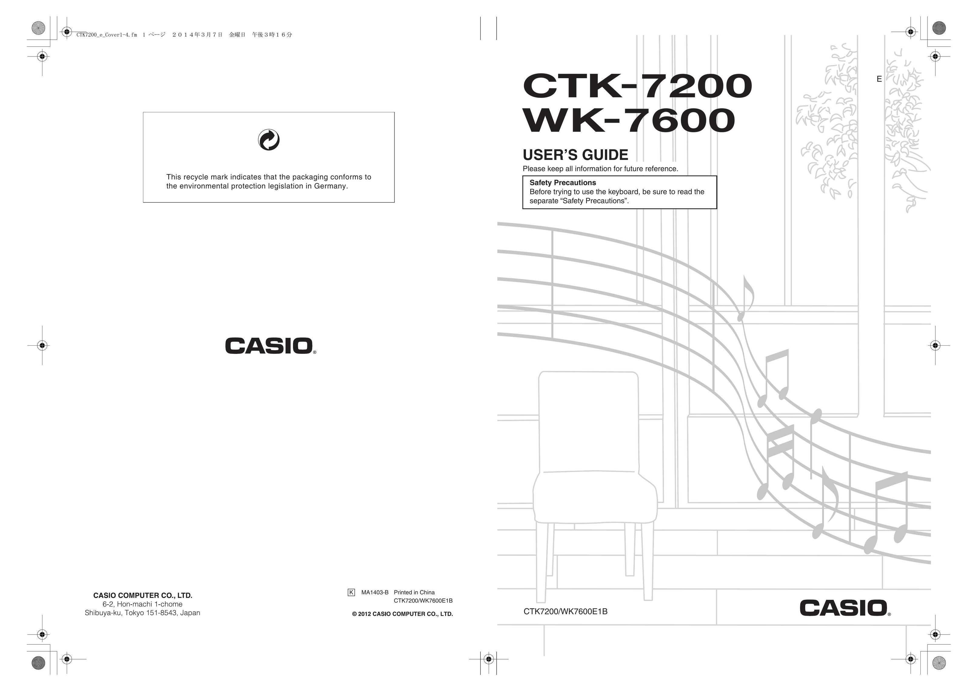 Casio WK-7600 Musical Toy Instrument User Manual