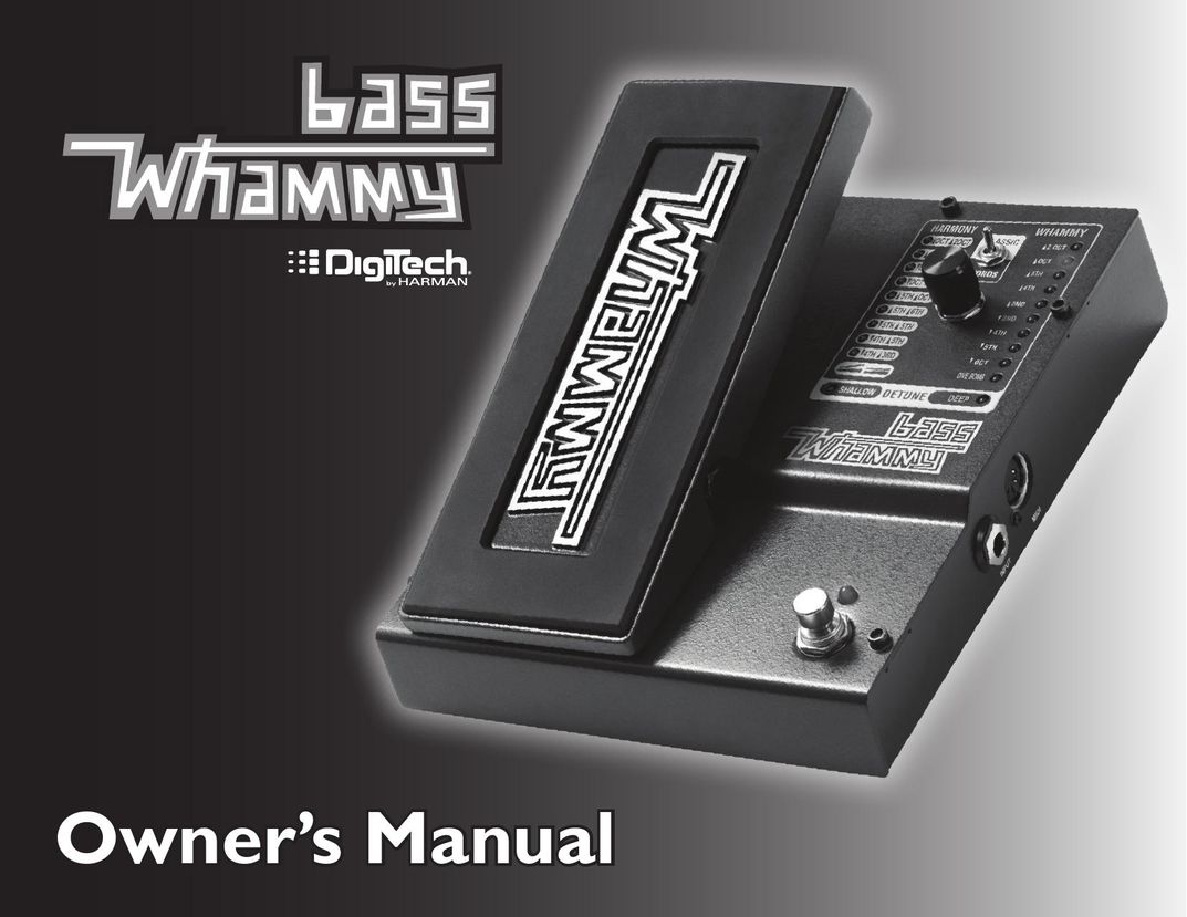 DigiTech Bass Whammy Musical Toy Instrument User Manual