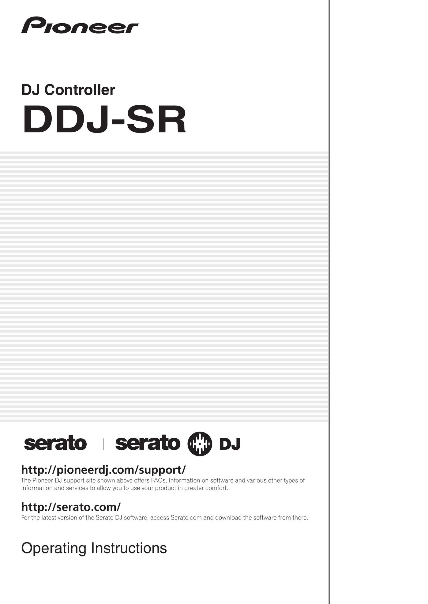 Pioneer DDJ-SR Musical Toy Instrument User Manual