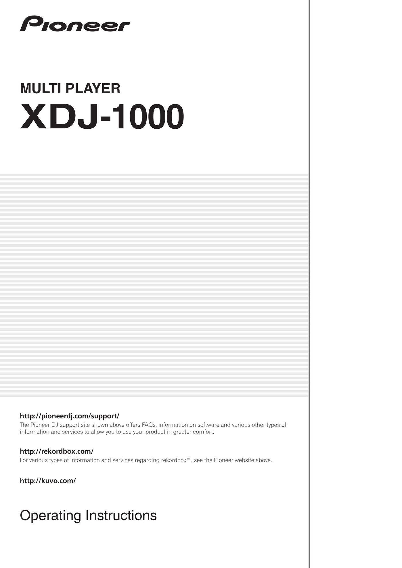Pioneer XDJ- Musical Toy Instrument User Manual
