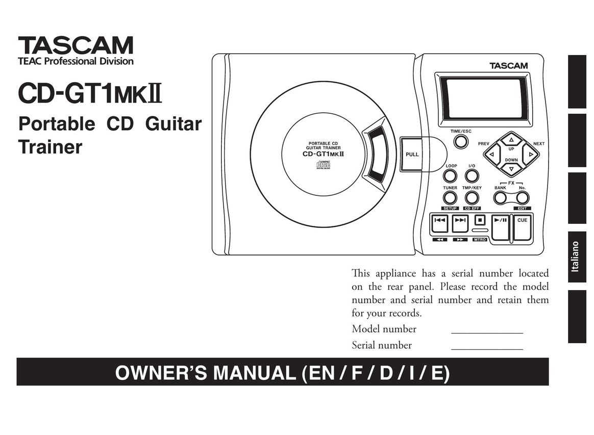 Tascam CD-GT1MKII Musical Toy Instrument User Manual