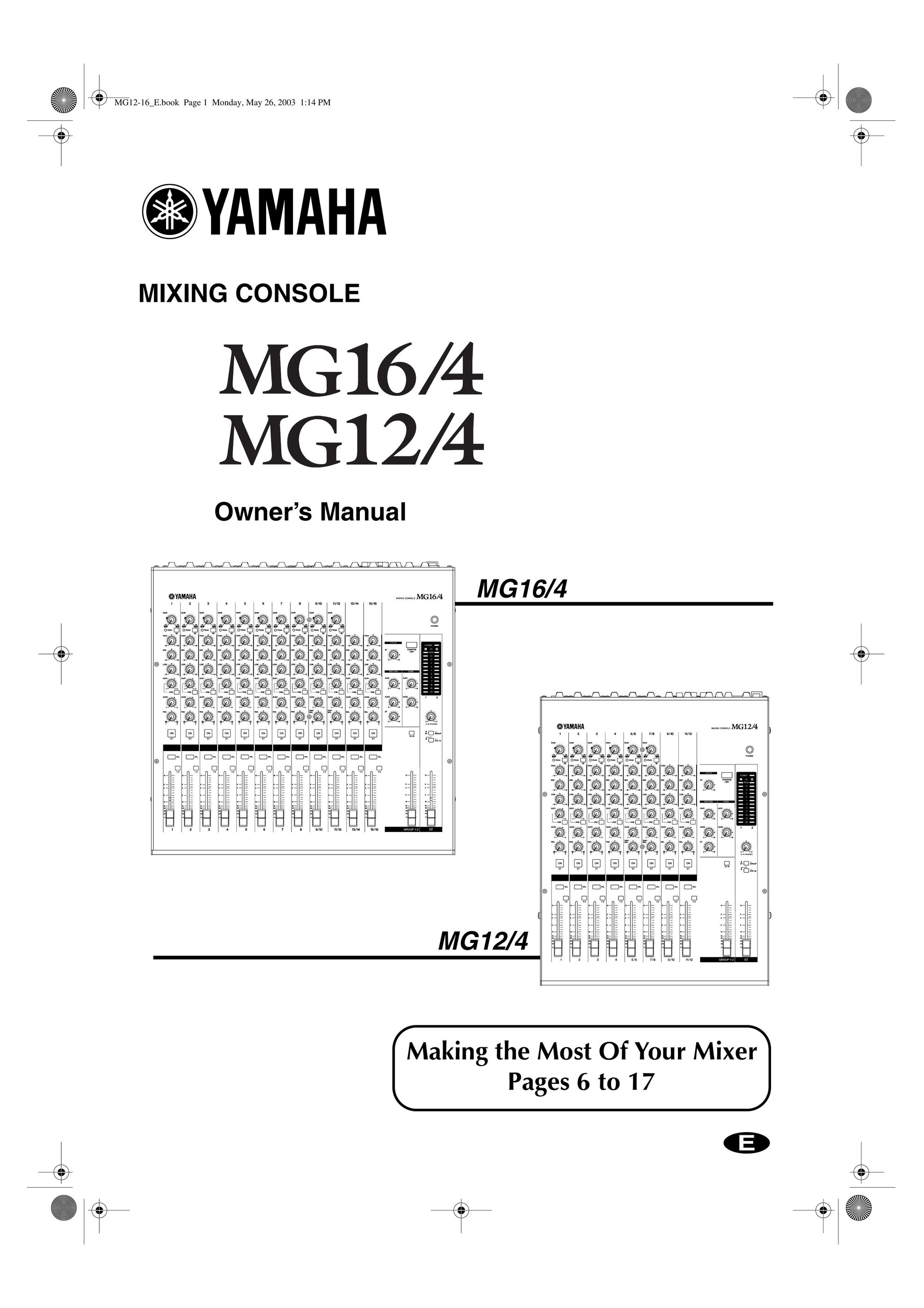 Yamaha MG16XU Musical Toy Instrument User Manual