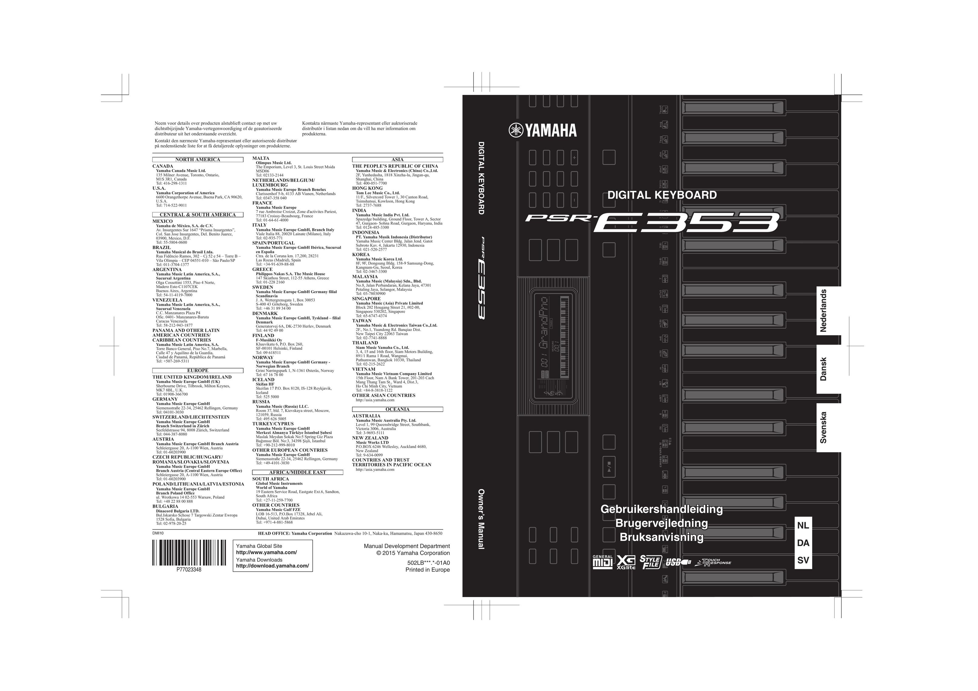 Yamaha PSR-E353 Musical Toy Instrument User Manual