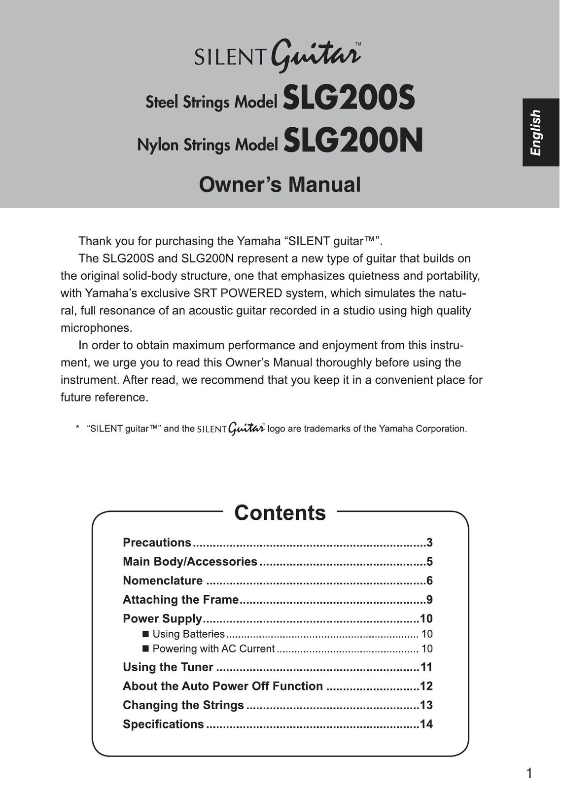 Yamaha SLG200N Musical Toy Instrument User Manual