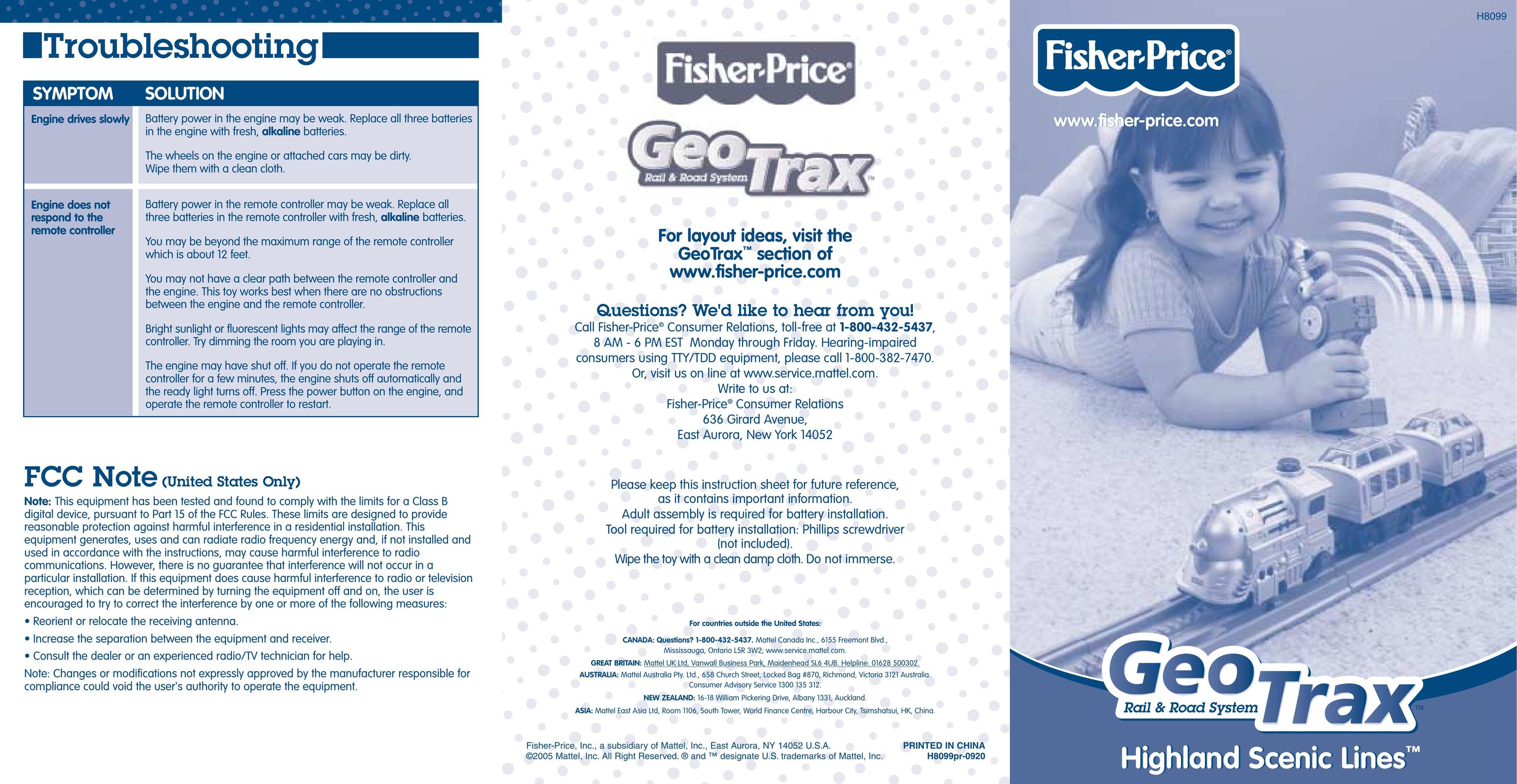 Fisher-Price H8099 Riding Toy User Manual