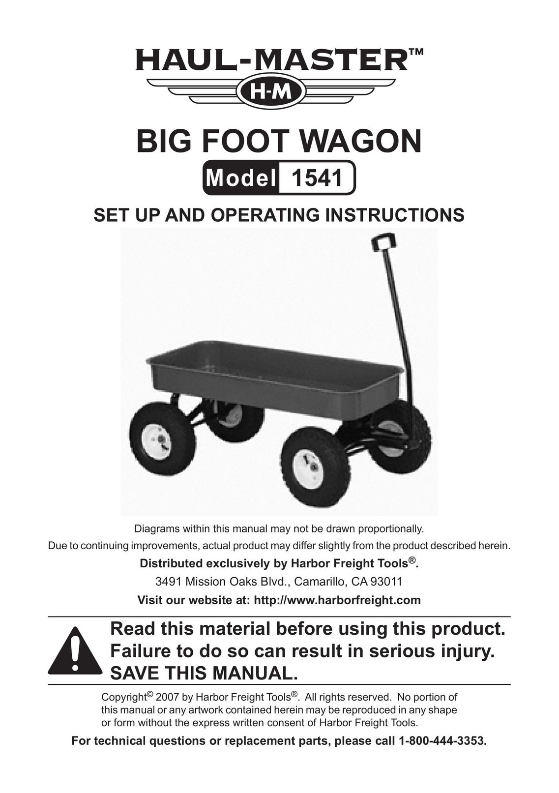 Harbor Freight Tools 1541 Riding Toy User Manual