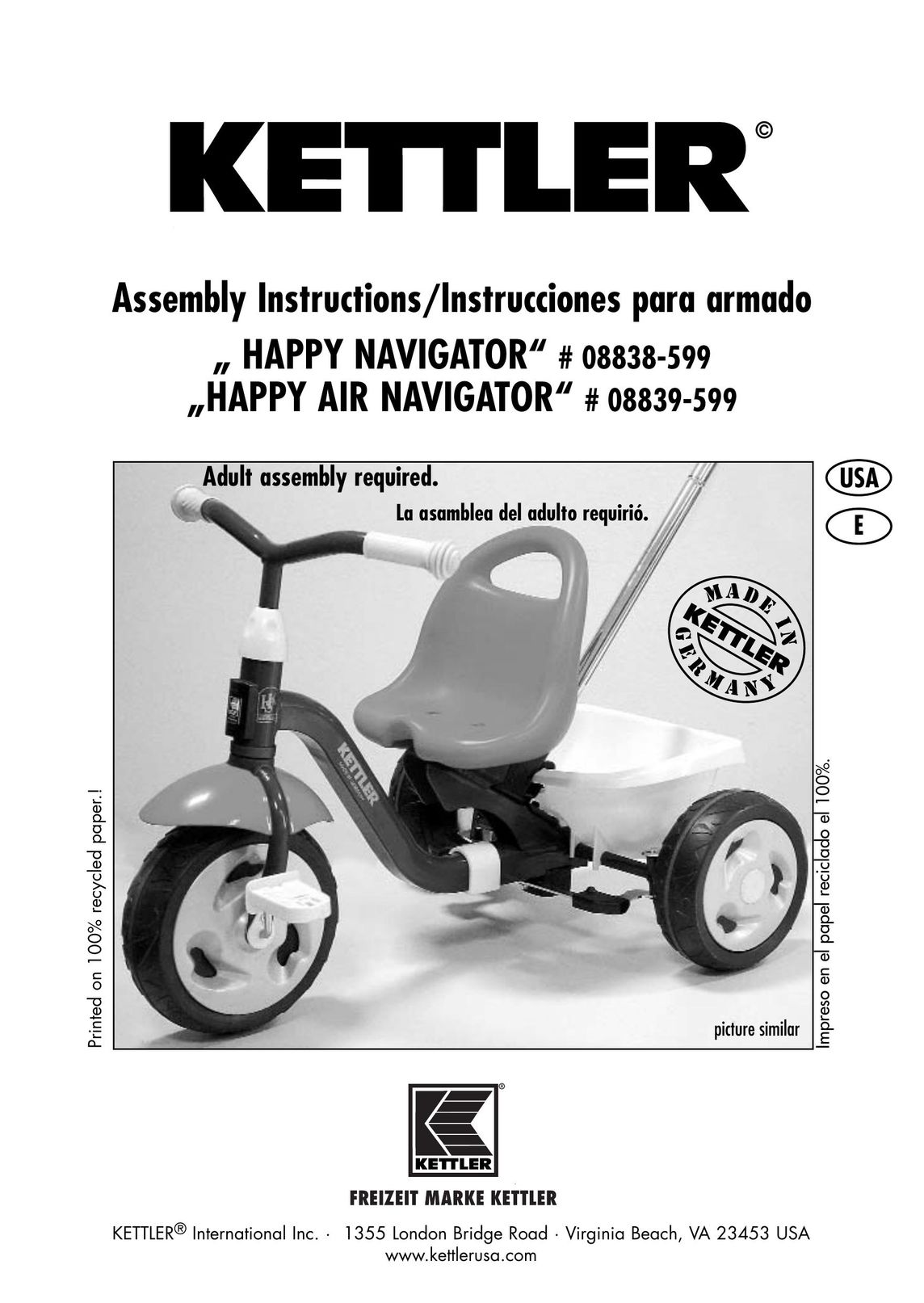 Kettler 08838-599 Riding Toy User Manual