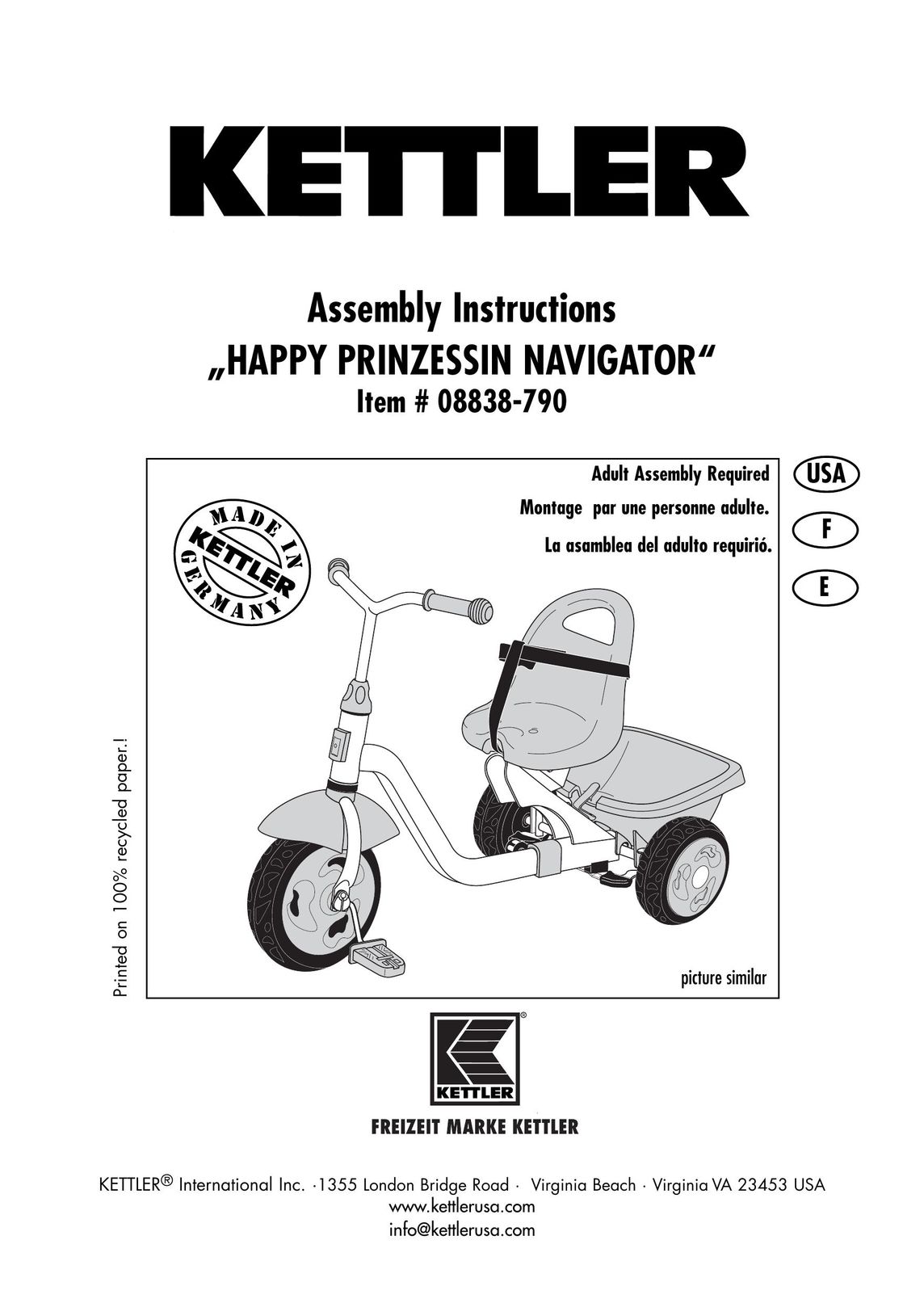 Kettler 08838-790 Riding Toy User Manual
