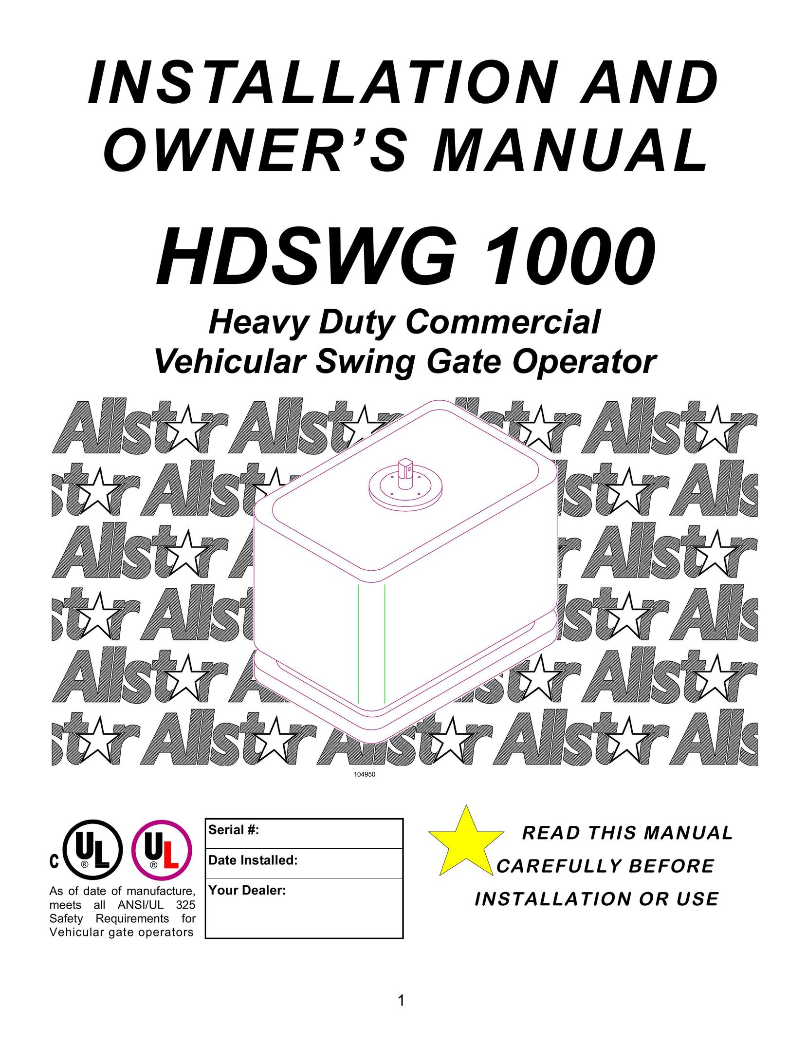 Allstar Products Group HDSWG 1000 Safety Gate User Manual