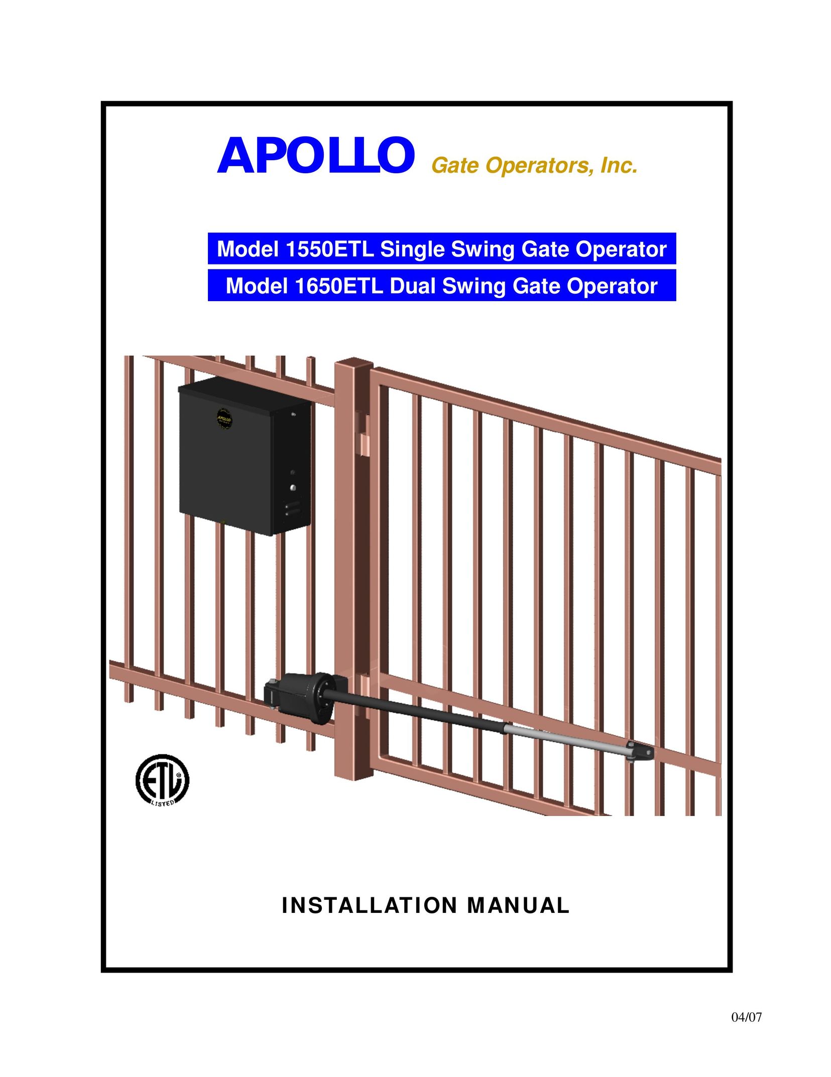 Apollo 1550ETL Safety Gate User Manual