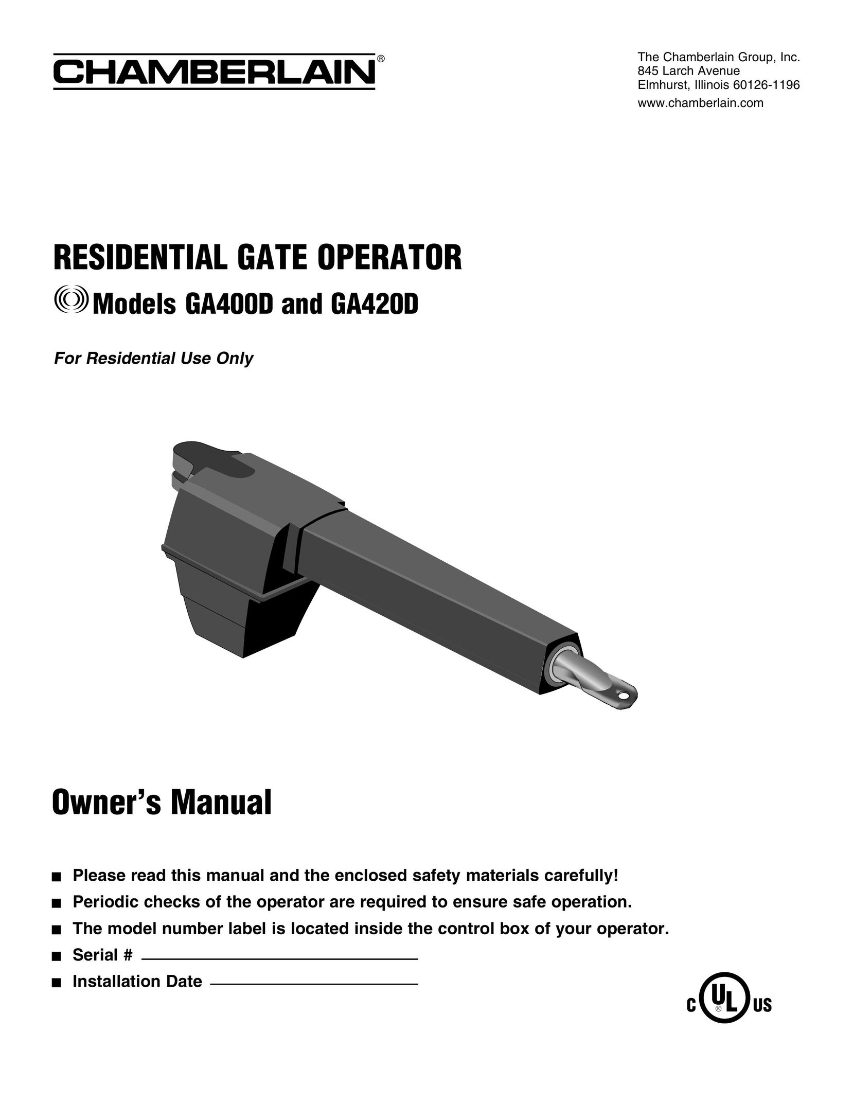 Chamberlain GA400D Safety Gate User Manual