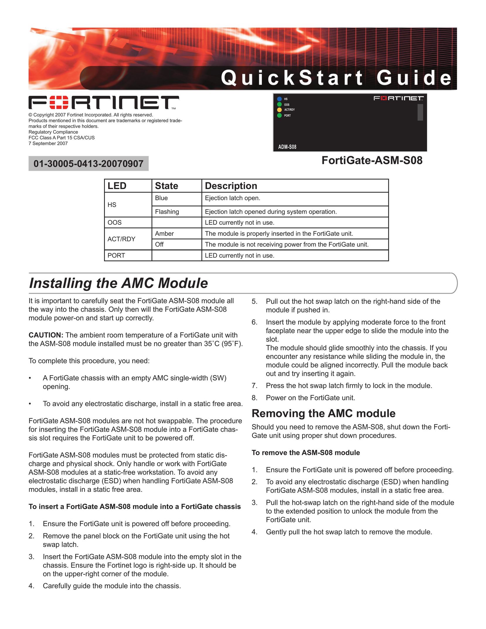 Fortinet ASM-S08 Safety Gate User Manual