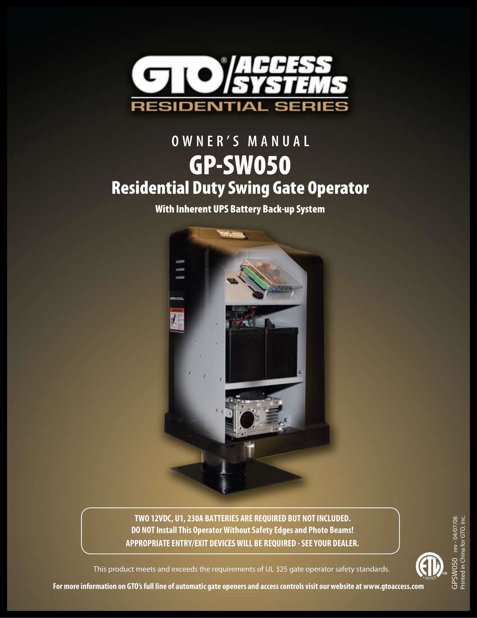 GTO GP-SW050 Safety Gate User Manual