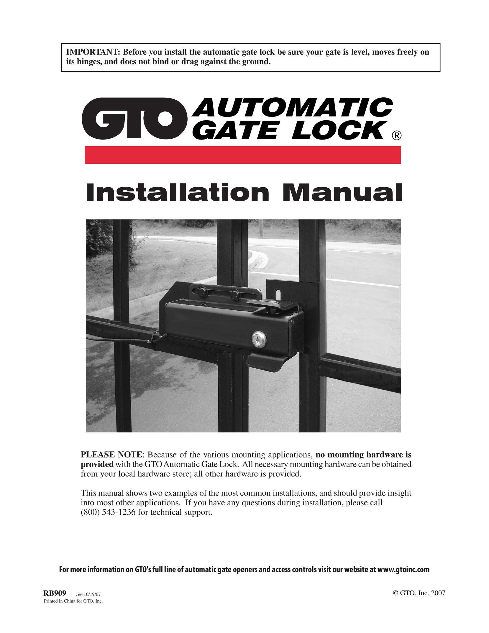 GTO RB909 Safety Gate User Manual