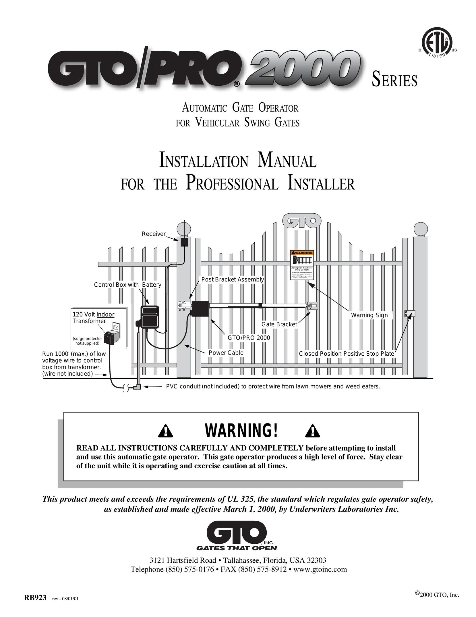 GTO RB923 rev Safety Gate User Manual
