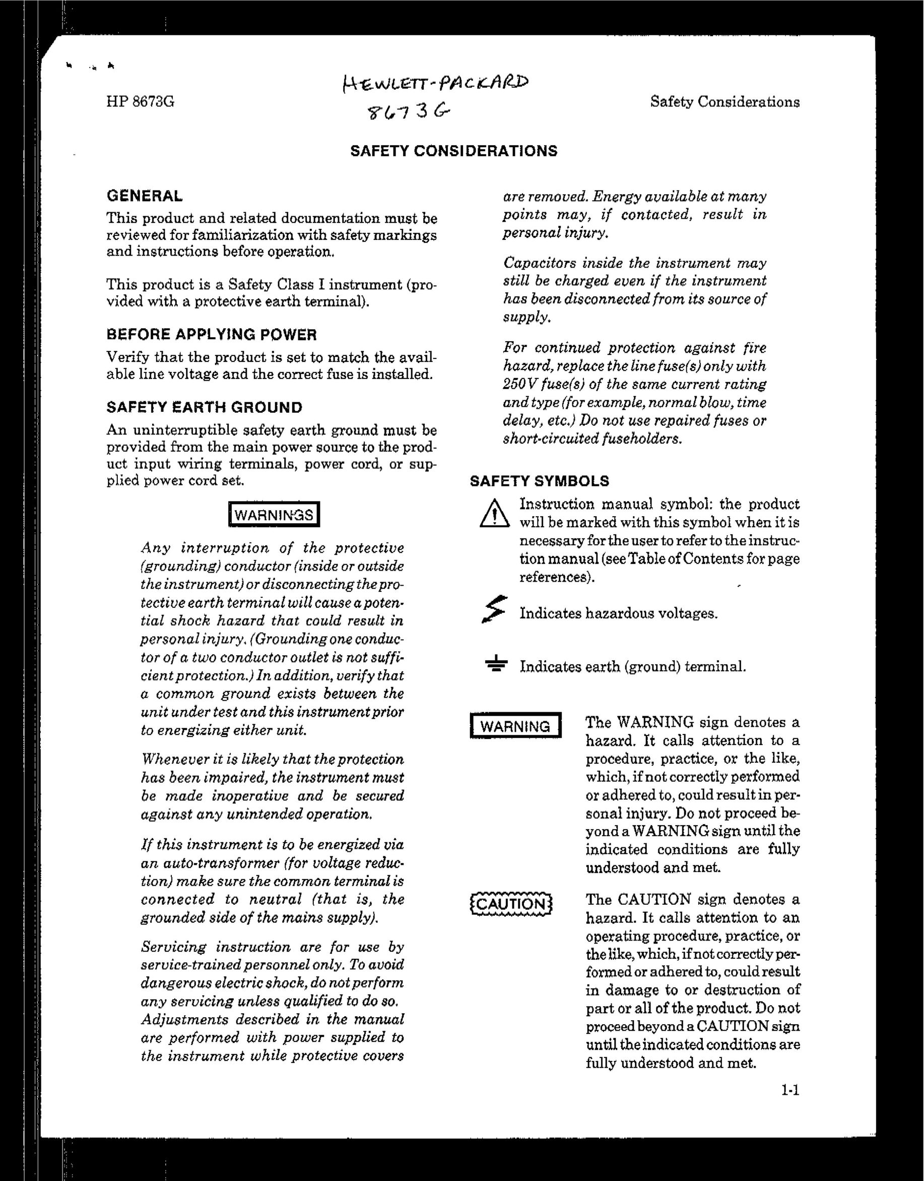 HP (Hewlett-Packard) HP 8673G Safety Gate User Manual