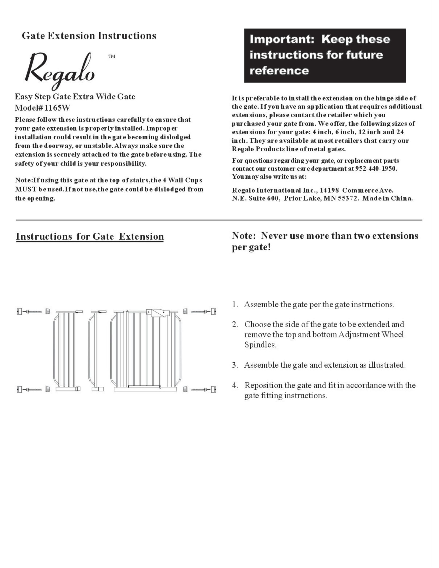 Regalo 1165W Safety Gate User Manual
