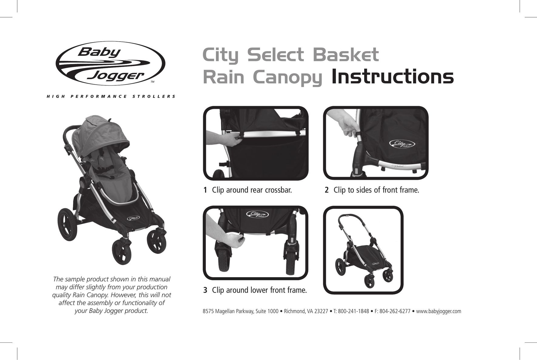 Baby Jogger Stroller Stroller User Manual