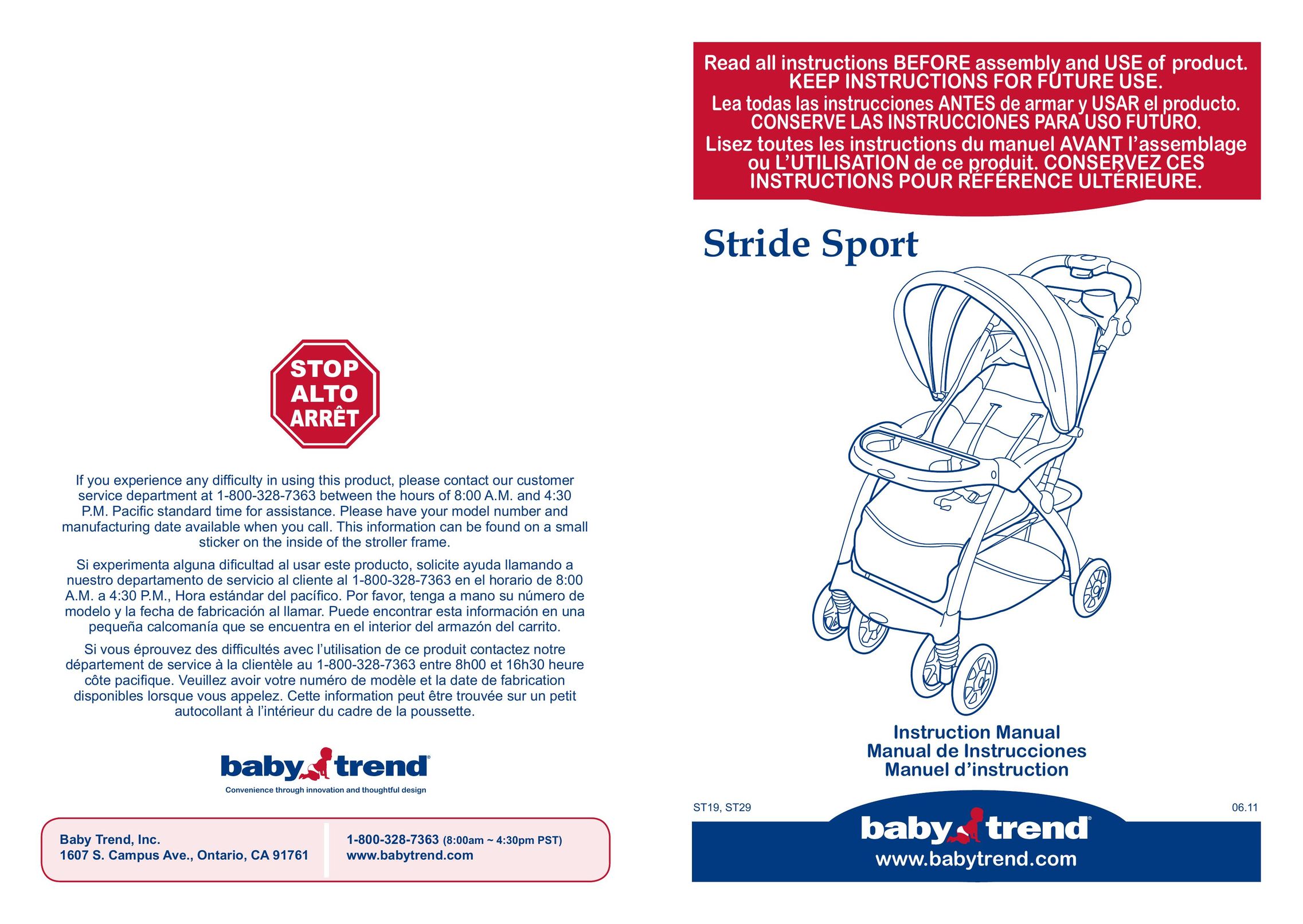 Baby Trend ST19 Stroller User Manual