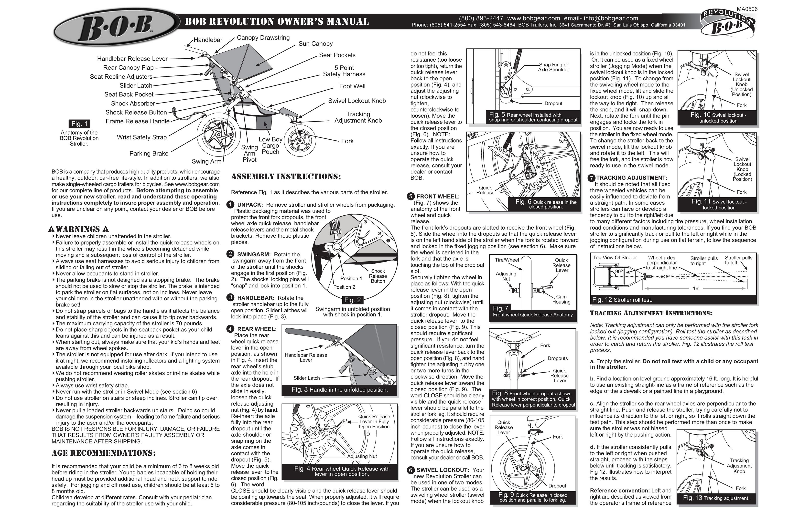 BOB MA0506 Stroller User Manual